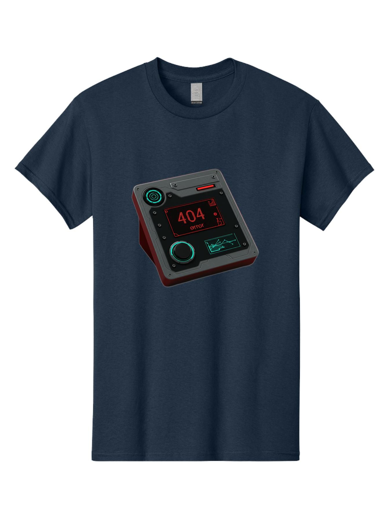 404-Error-4 Men'S Graphic Tee, 100% Cotton, Comfortable Casual Summer Wear, Machine Washable, Futuristic Device, 404 Error Message, Neon Lights, Digital Display, Error Screen, Cyberpunk Technology, Glitchy Interface, High-Tech Gadget Baa078