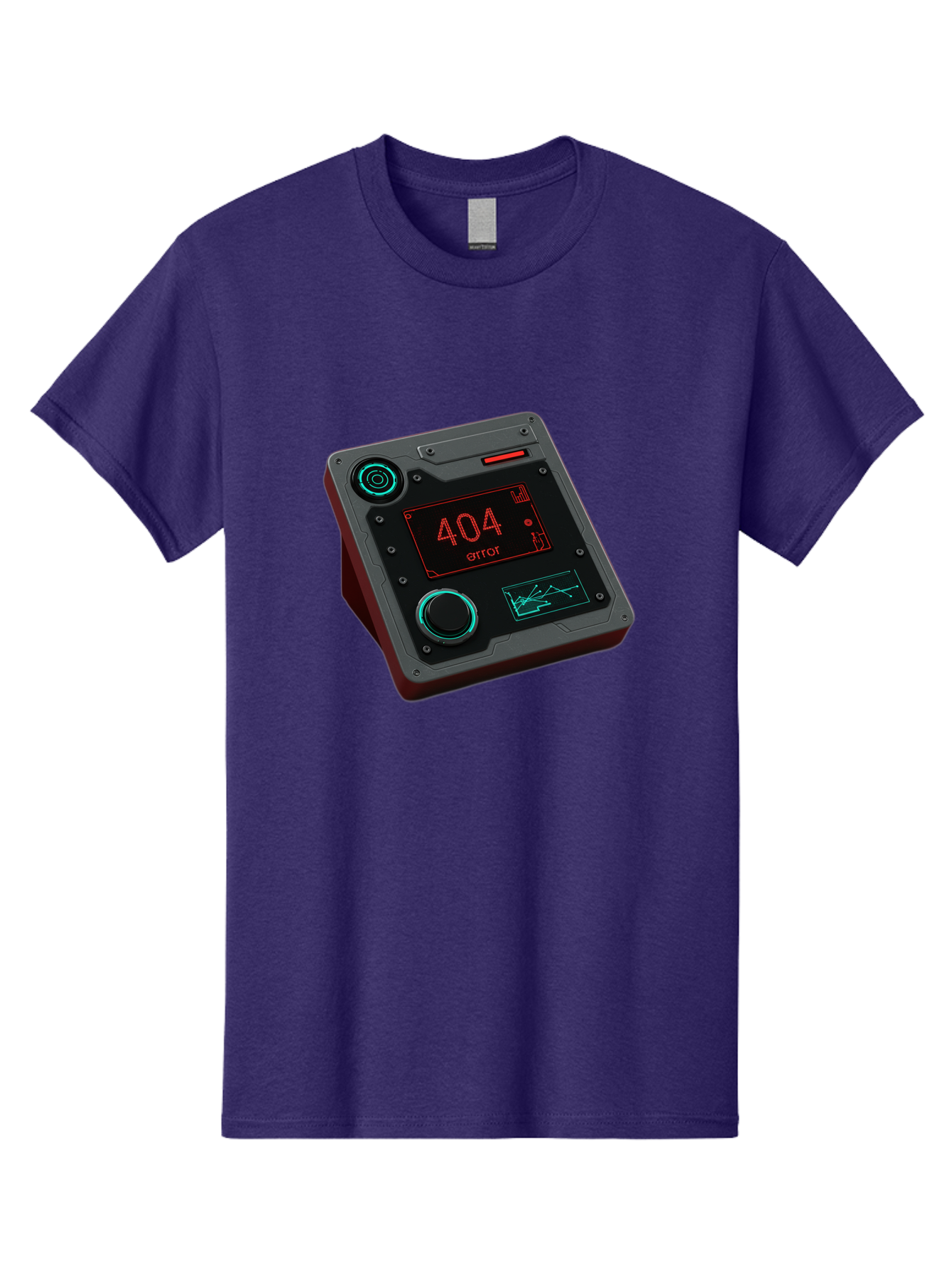 404-Error-4 Men'S Graphic Tee, 100% Cotton, Comfortable Casual Summer Wear, Machine Washable, Futuristic Device, 404 Error Message, Neon Lights, Digital Display, Error Screen, Cyberpunk Technology, Glitchy Interface, High-Tech Gadget Baa078