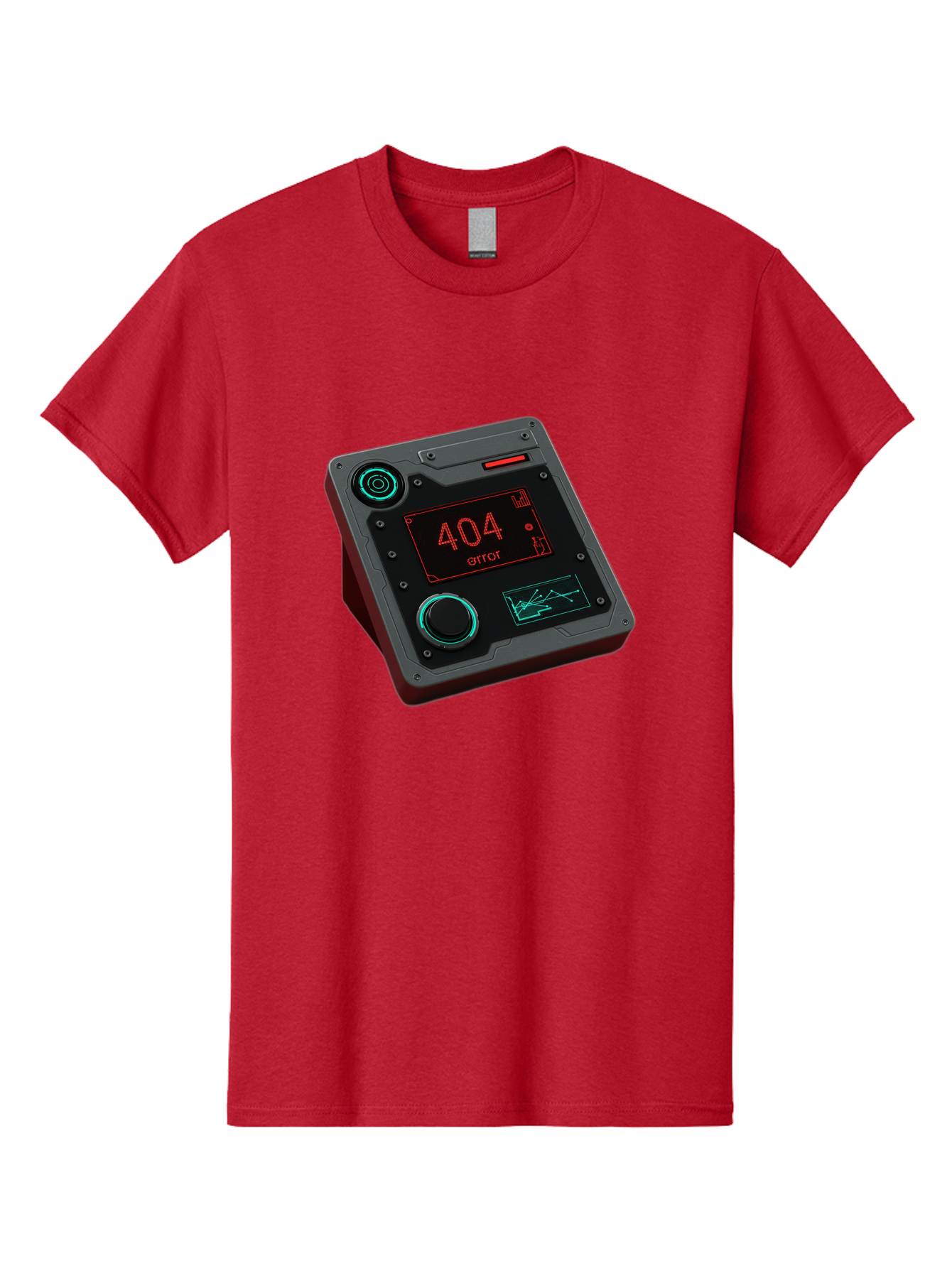 404-Error-4 Men'S Graphic Tee, 100% Cotton, Comfortable Casual Summer Wear, Machine Washable, Futuristic Device, 404 Error Message, Neon Lights, Digital Display, Error Screen, Cyberpunk Technology, Glitchy Interface, High-Tech Gadget Baa078