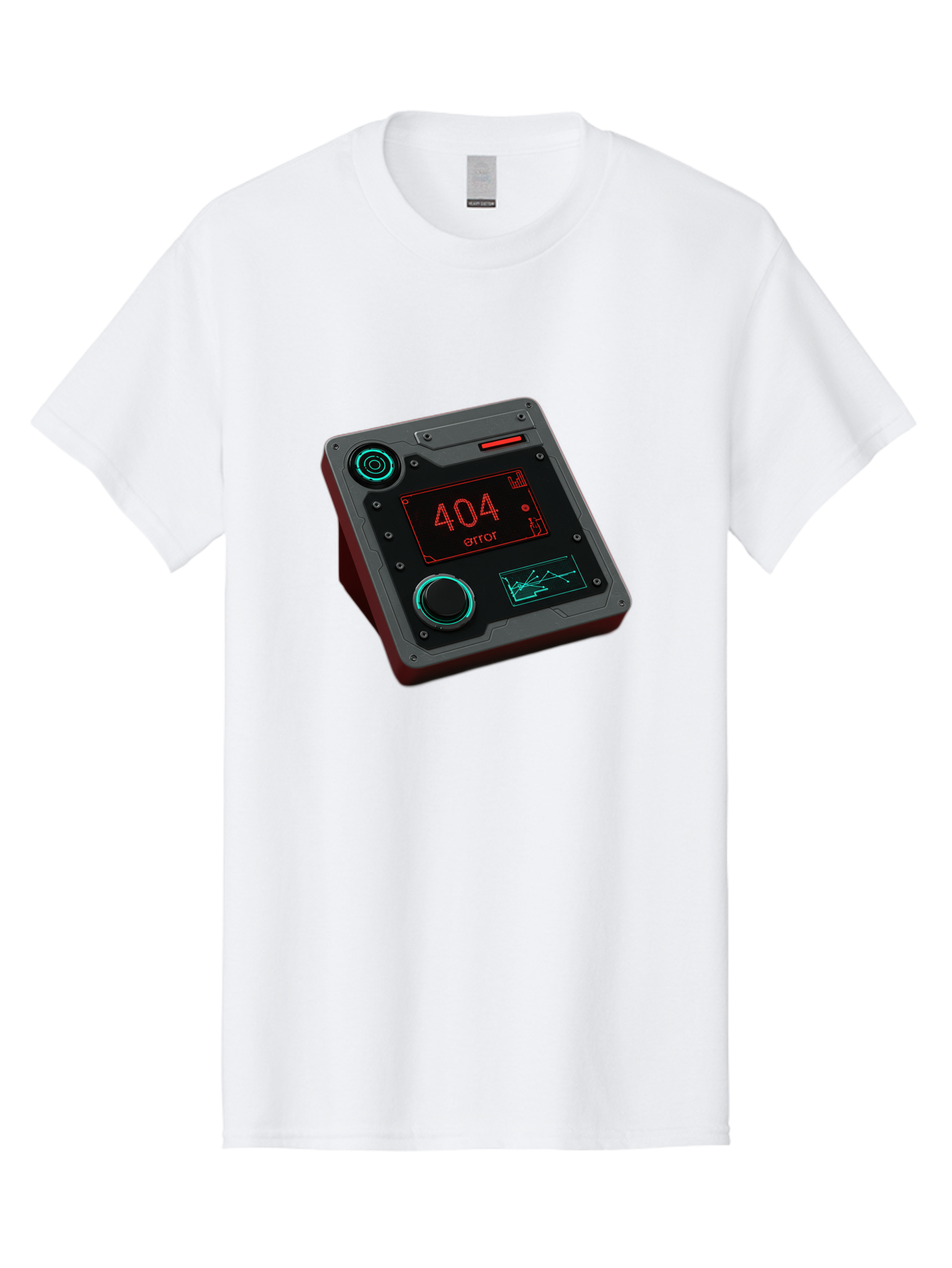 404-Error-4 Men'S Graphic Tee, 100% Cotton, Comfortable Casual Summer Wear, Machine Washable, Futuristic Device, 404 Error Message, Neon Lights, Digital Display, Error Screen, Cyberpunk Technology, Glitchy Interface, High-Tech Gadget Baa078