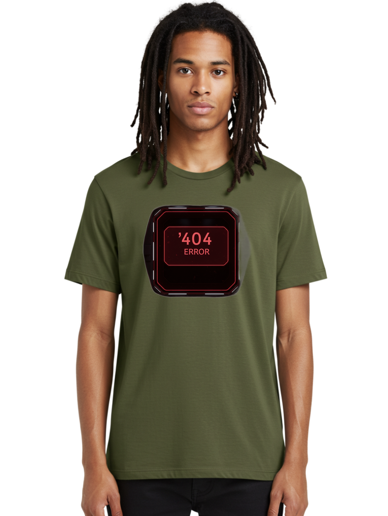 404-Error-5 Men'S Graphic Tee, 100% Cotton, Comfortable Casual Summer Wear, Machine Washable, 404 Error Message, Error Page, Website Error, Page Not Found, Futuristic Design, Digital Glitch, Red Neon Lights, Cyberpunk Aesthetic, Baa079