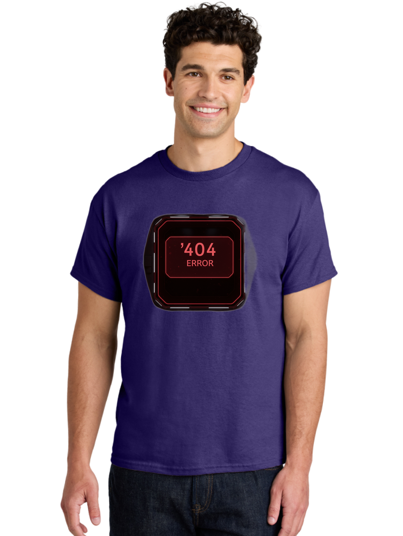 404-Error-5 Men'S Graphic Tee, 100% Cotton, Comfortable Casual Summer Wear, Machine Washable, 404 Error Message, Error Page, Website Error, Page Not Found, Futuristic Design, Digital Glitch, Red Neon Lights, Cyberpunk Aesthetic, Baa079