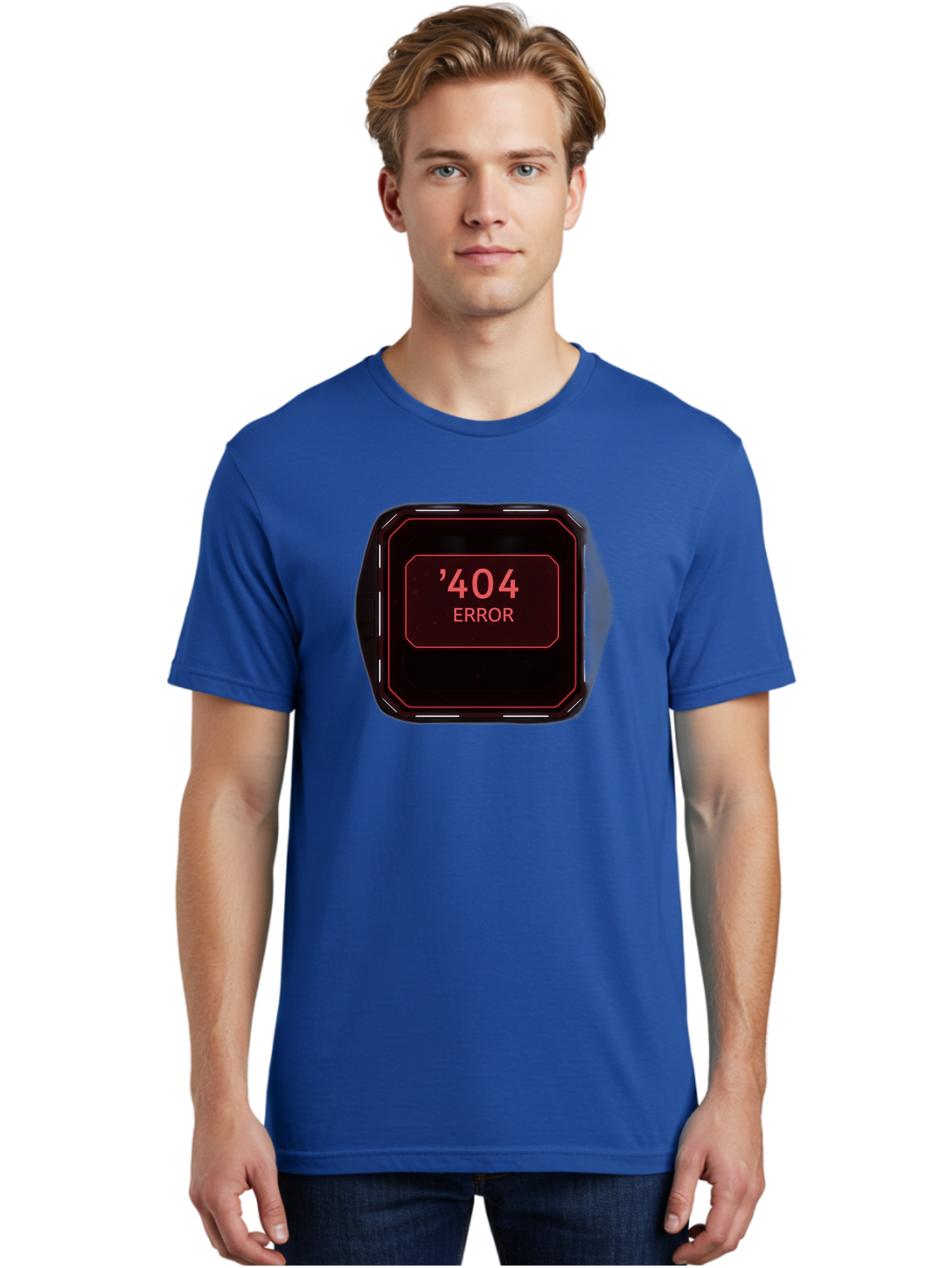 404-Error-5 Men'S Graphic Tee, 100% Cotton, Comfortable Casual Summer Wear, Machine Washable, 404 Error Message, Error Page, Website Error, Page Not Found, Futuristic Design, Digital Glitch, Red Neon Lights, Cyberpunk Aesthetic, Baa079