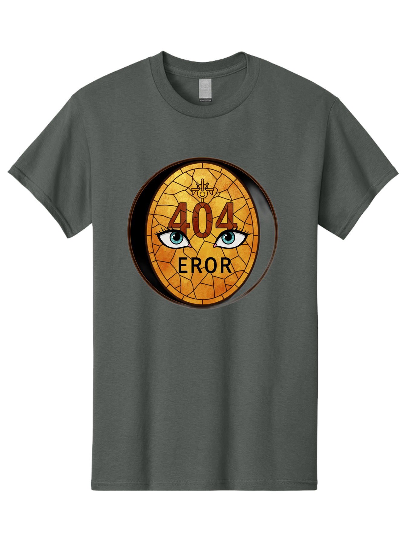 404-Error-7 Men'S Graphic Tee, 100% Cotton, Comfortable Casual Summer Wear, Machine Washable, 404 Error Message, Stained Glass Art, Mysterious Eyes, Website Error, Broken Link, Technical Issue, Surreal Design, Eye-Catching Graphic, Baa081
