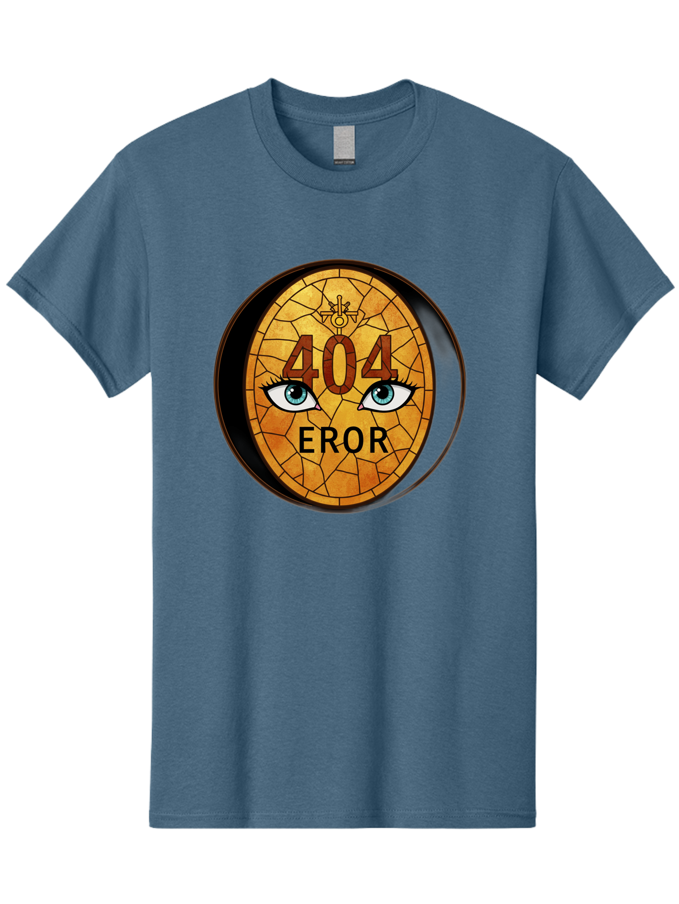 404-Error-7 Men'S Graphic Tee, 100% Cotton, Comfortable Casual Summer Wear, Machine Washable, 404 Error Message, Stained Glass Art, Mysterious Eyes, Website Error, Broken Link, Technical Issue, Surreal Design, Eye-Catching Graphic, Baa081