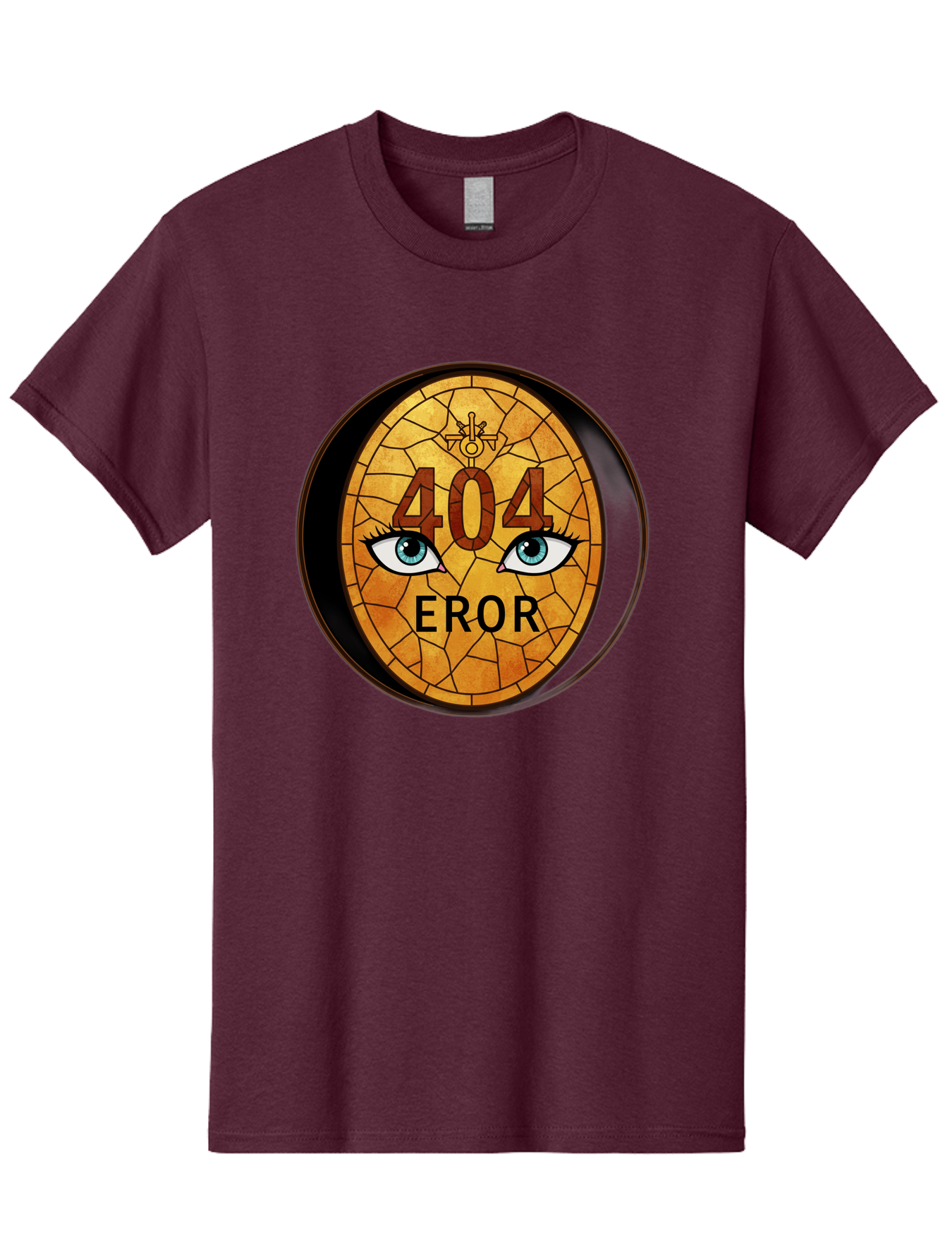 404-Error-7 Men'S Graphic Tee, 100% Cotton, Comfortable Casual Summer Wear, Machine Washable, 404 Error Message, Stained Glass Art, Mysterious Eyes, Website Error, Broken Link, Technical Issue, Surreal Design, Eye-Catching Graphic, Baa081