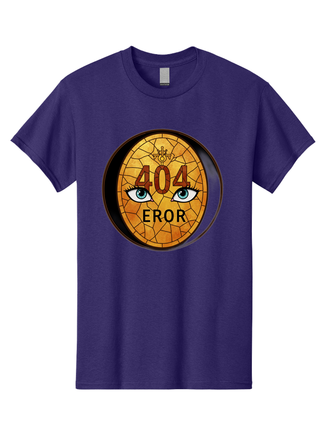 404-Error-7 Men'S Graphic Tee, 100% Cotton, Comfortable Casual Summer Wear, Machine Washable, 404 Error Message, Stained Glass Art, Mysterious Eyes, Website Error, Broken Link, Technical Issue, Surreal Design, Eye-Catching Graphic, Baa081