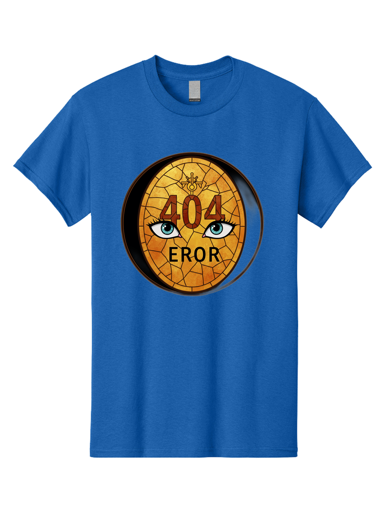 404-Error-7 Men'S Graphic Tee, 100% Cotton, Comfortable Casual Summer Wear, Machine Washable, 404 Error Message, Stained Glass Art, Mysterious Eyes, Website Error, Broken Link, Technical Issue, Surreal Design, Eye-Catching Graphic, Baa081