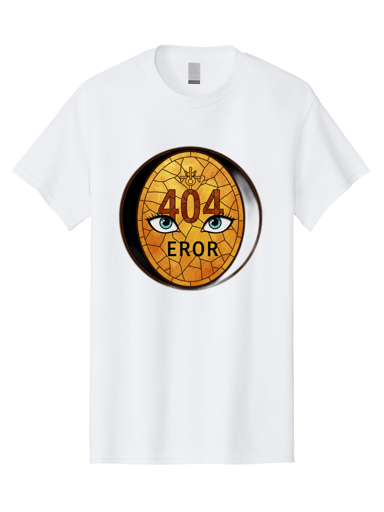 404-Error-7 Men'S Graphic Tee, 100% Cotton, Comfortable Casual Summer Wear, Machine Washable, 404 Error Message, Stained Glass Art, Mysterious Eyes, Website Error, Broken Link, Technical Issue, Surreal Design, Eye-Catching Graphic, Baa081