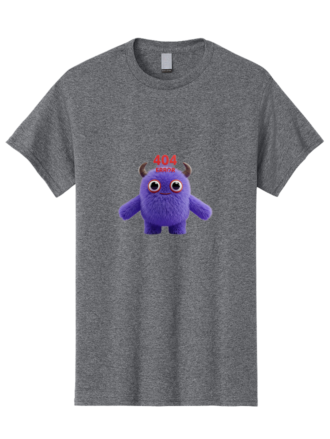 404-Error-9 Men'S Graphic Tee, 100% Cotton, Comfortable Casual Summer Wear, Machine Washable, Purple Monster With Horns, 404 Error Message, Cartoon Character, Funny Illustration, Error Page, Page Not Found, Playful Design, Whimsical Creature Baa083
