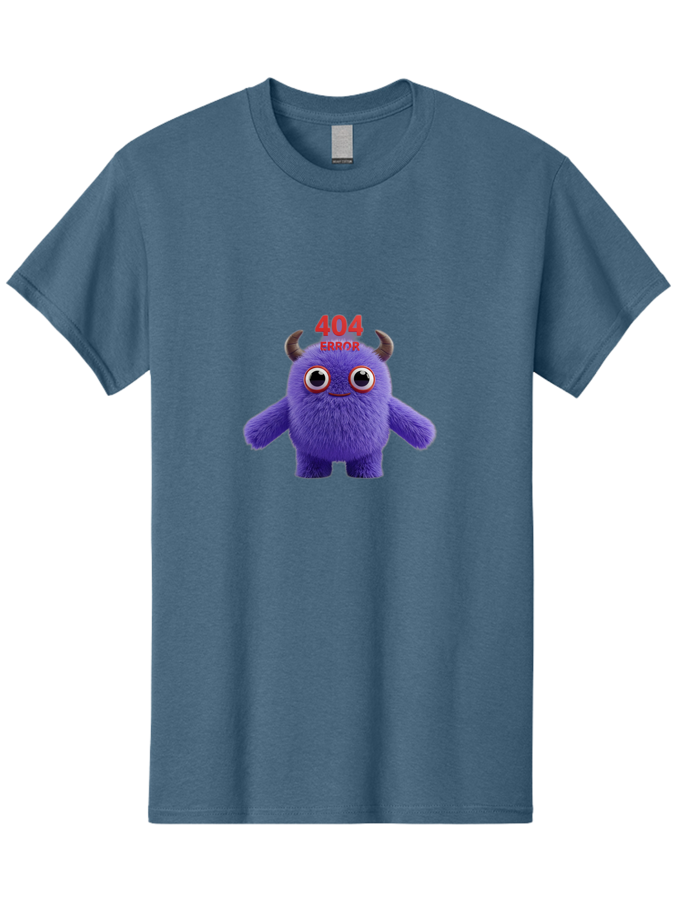 404-Error-9 Men'S Graphic Tee, 100% Cotton, Comfortable Casual Summer Wear, Machine Washable, Purple Monster With Horns, 404 Error Message, Cartoon Character, Funny Illustration, Error Page, Page Not Found, Playful Design, Whimsical Creature Baa083