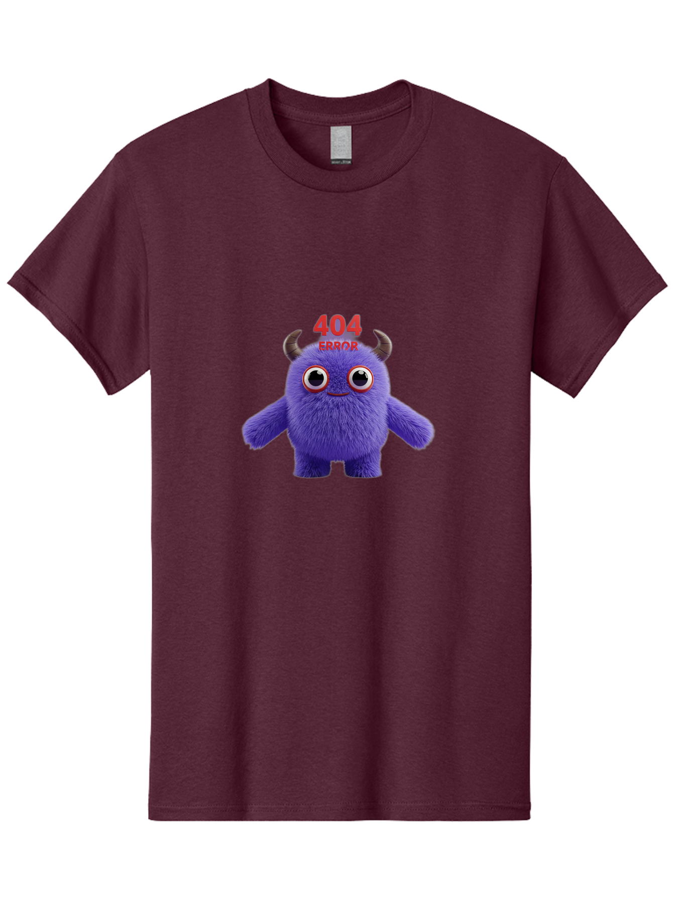 404-Error-9 Men'S Graphic Tee, 100% Cotton, Comfortable Casual Summer Wear, Machine Washable, Purple Monster With Horns, 404 Error Message, Cartoon Character, Funny Illustration, Error Page, Page Not Found, Playful Design, Whimsical Creature Baa083