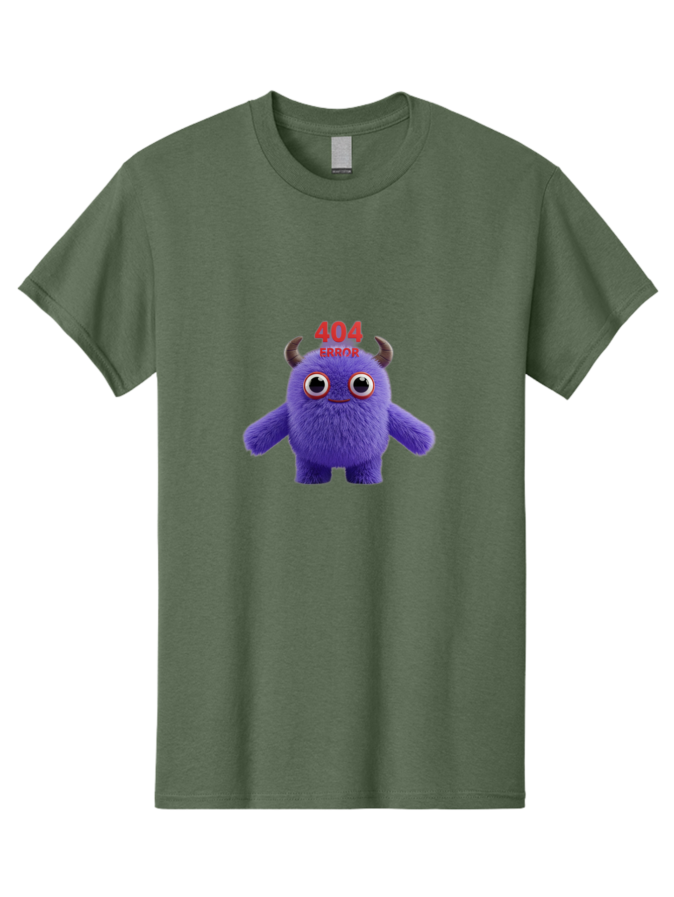 404-Error-9 Men'S Graphic Tee, 100% Cotton, Comfortable Casual Summer Wear, Machine Washable, Purple Monster With Horns, 404 Error Message, Cartoon Character, Funny Illustration, Error Page, Page Not Found, Playful Design, Whimsical Creature Baa083