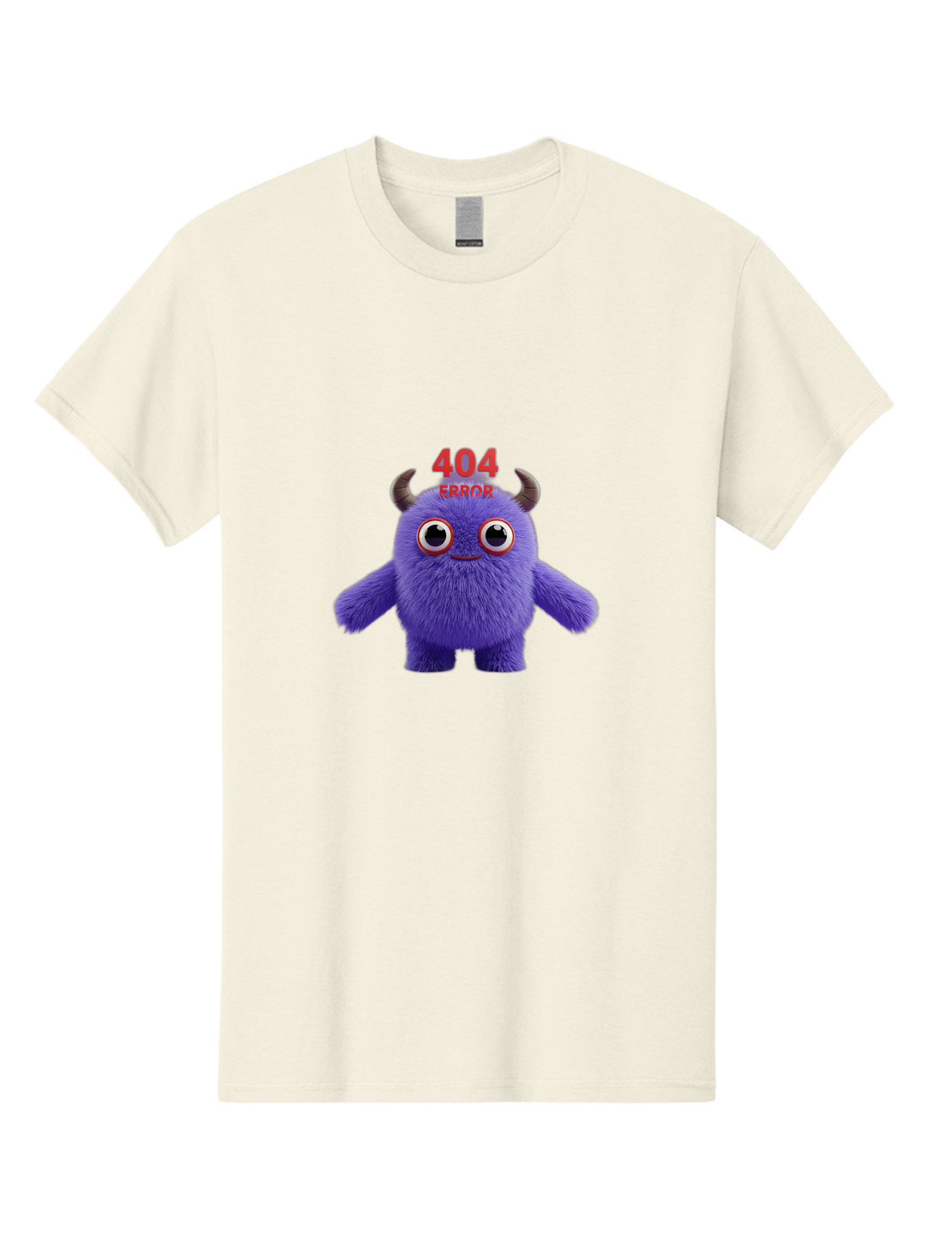 404-Error-9 Men'S Graphic Tee, 100% Cotton, Comfortable Casual Summer Wear, Machine Washable, Purple Monster With Horns, 404 Error Message, Cartoon Character, Funny Illustration, Error Page, Page Not Found, Playful Design, Whimsical Creature Baa083