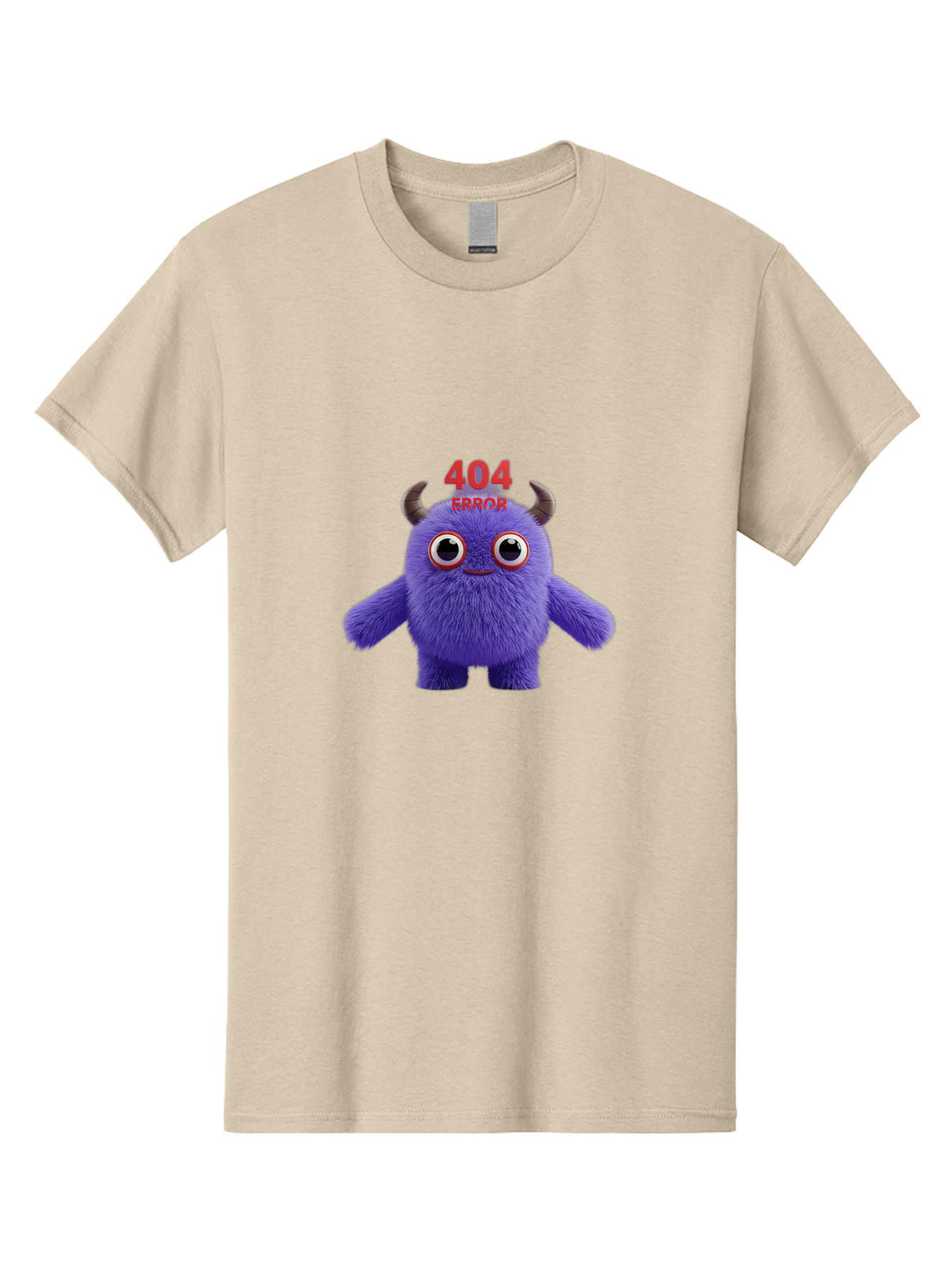 404-Error-9 Men'S Graphic Tee, 100% Cotton, Comfortable Casual Summer Wear, Machine Washable, Purple Monster With Horns, 404 Error Message, Cartoon Character, Funny Illustration, Error Page, Page Not Found, Playful Design, Whimsical Creature Baa083