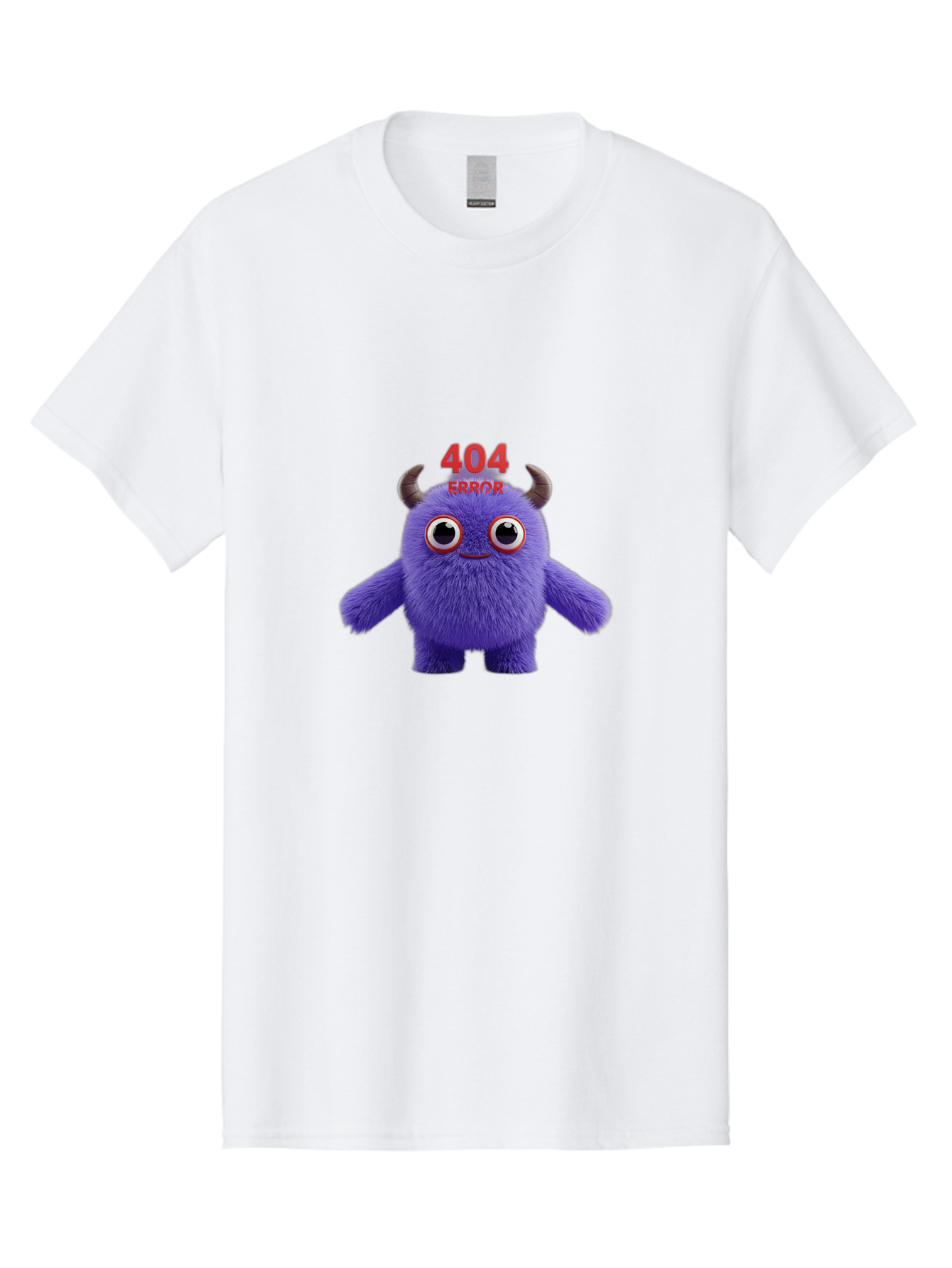 404-Error-9 Men'S Graphic Tee, 100% Cotton, Comfortable Casual Summer Wear, Machine Washable, Purple Monster With Horns, 404 Error Message, Cartoon Character, Funny Illustration, Error Page, Page Not Found, Playful Design, Whimsical Creature Baa083