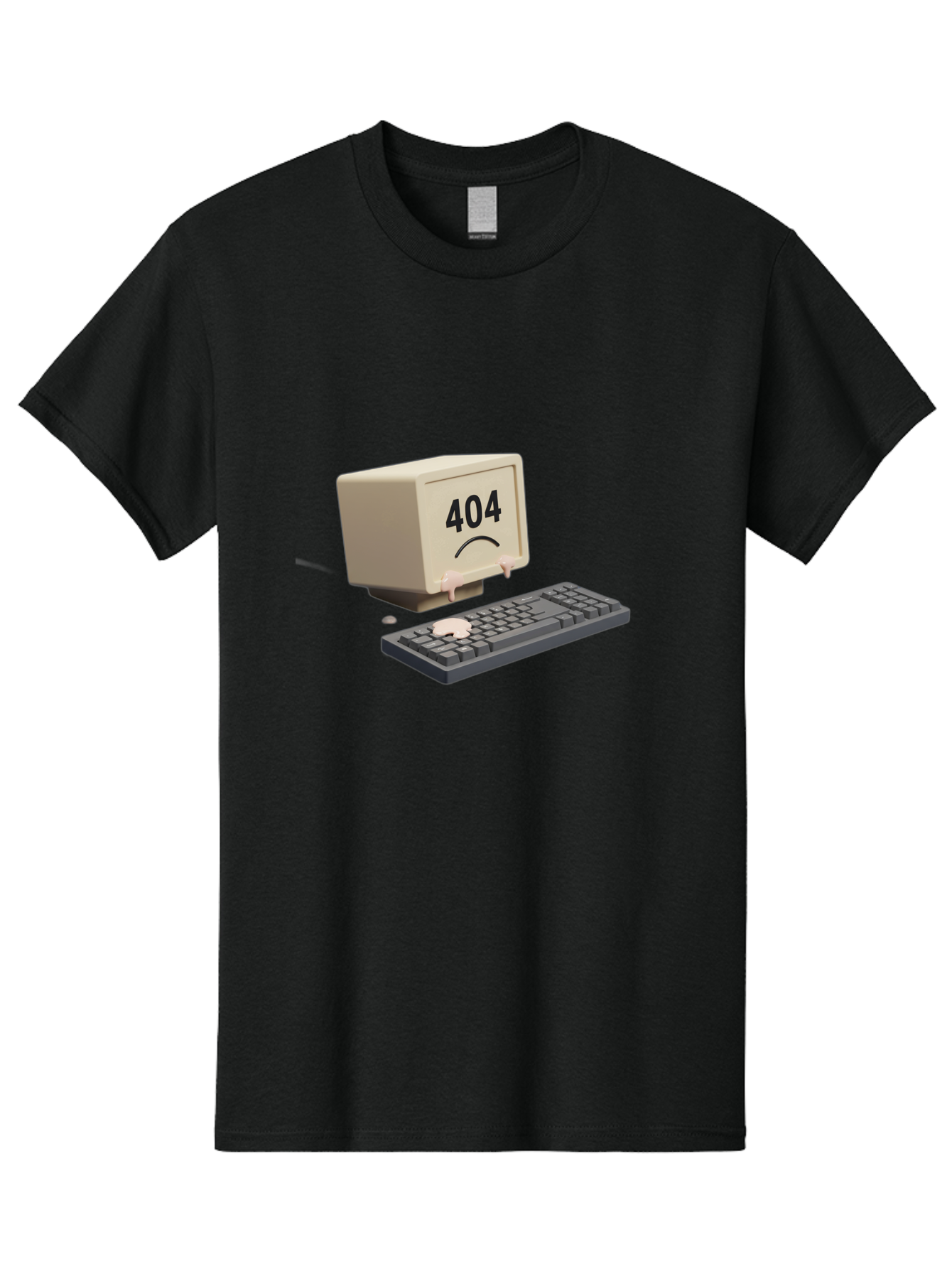 404-Error-Computer Men'S Graphic Tee, 100% Cotton, Comfortable Casual Summer Wear, Machine Washable, Computer Error, 404 Message, Frowning Face, Sad Computer, Technical Issue, Error Screen, Keyboard And Monitor, Digital Malfunction, Baa084