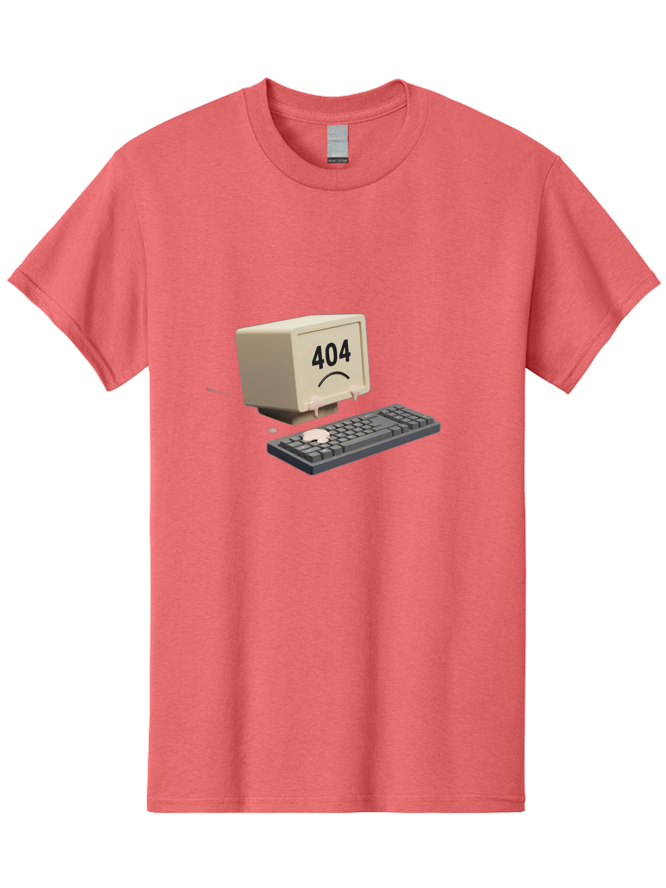 404-Error-Computer Men'S Graphic Tee, 100% Cotton, Comfortable Casual Summer Wear, Machine Washable, Computer Error, 404 Message, Frowning Face, Sad Computer, Technical Issue, Error Screen, Keyboard And Monitor, Digital Malfunction, Baa084