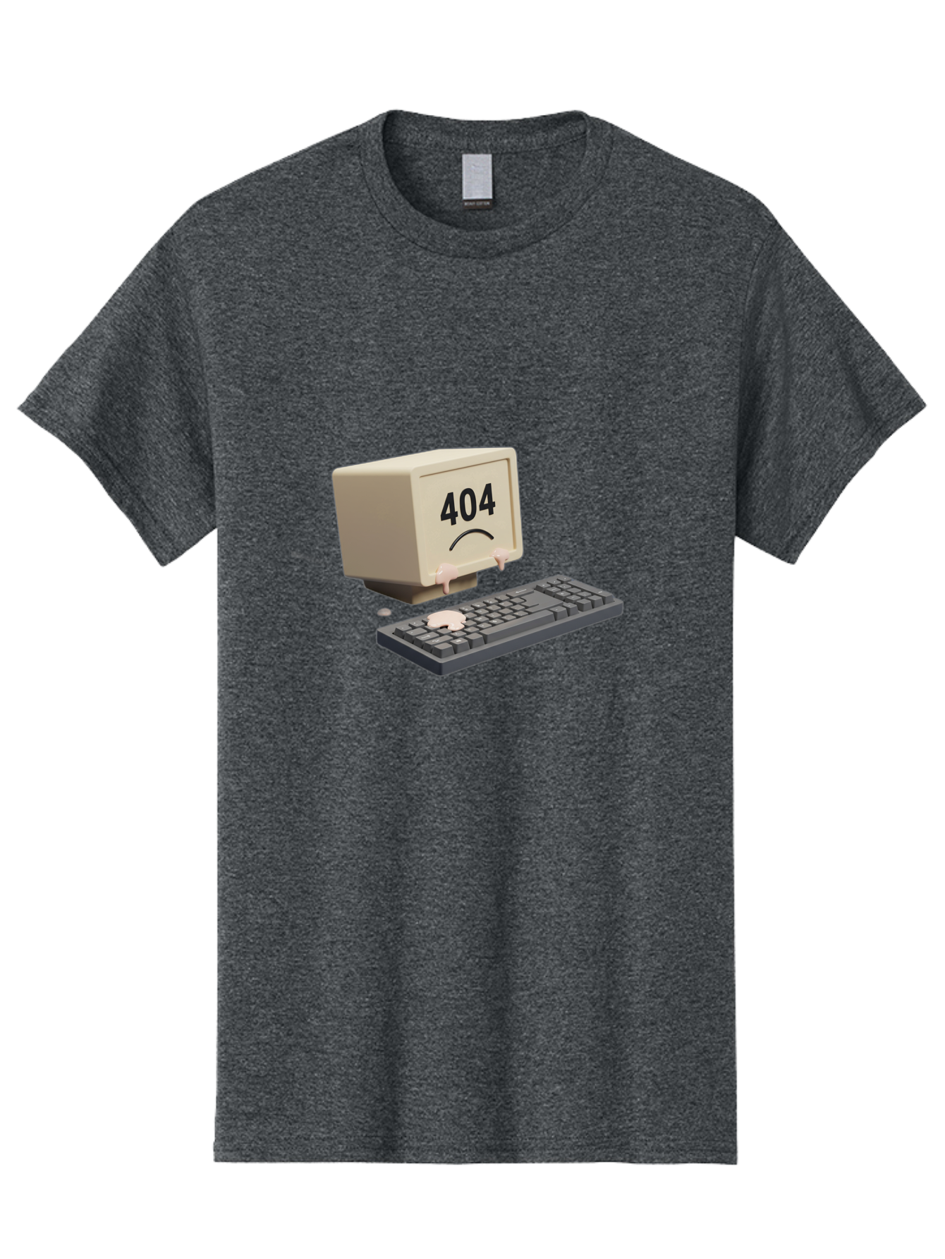 404-Error-Computer Men'S Graphic Tee, 100% Cotton, Comfortable Casual Summer Wear, Machine Washable, Computer Error, 404 Message, Frowning Face, Sad Computer, Technical Issue, Error Screen, Keyboard And Monitor, Digital Malfunction, Baa084