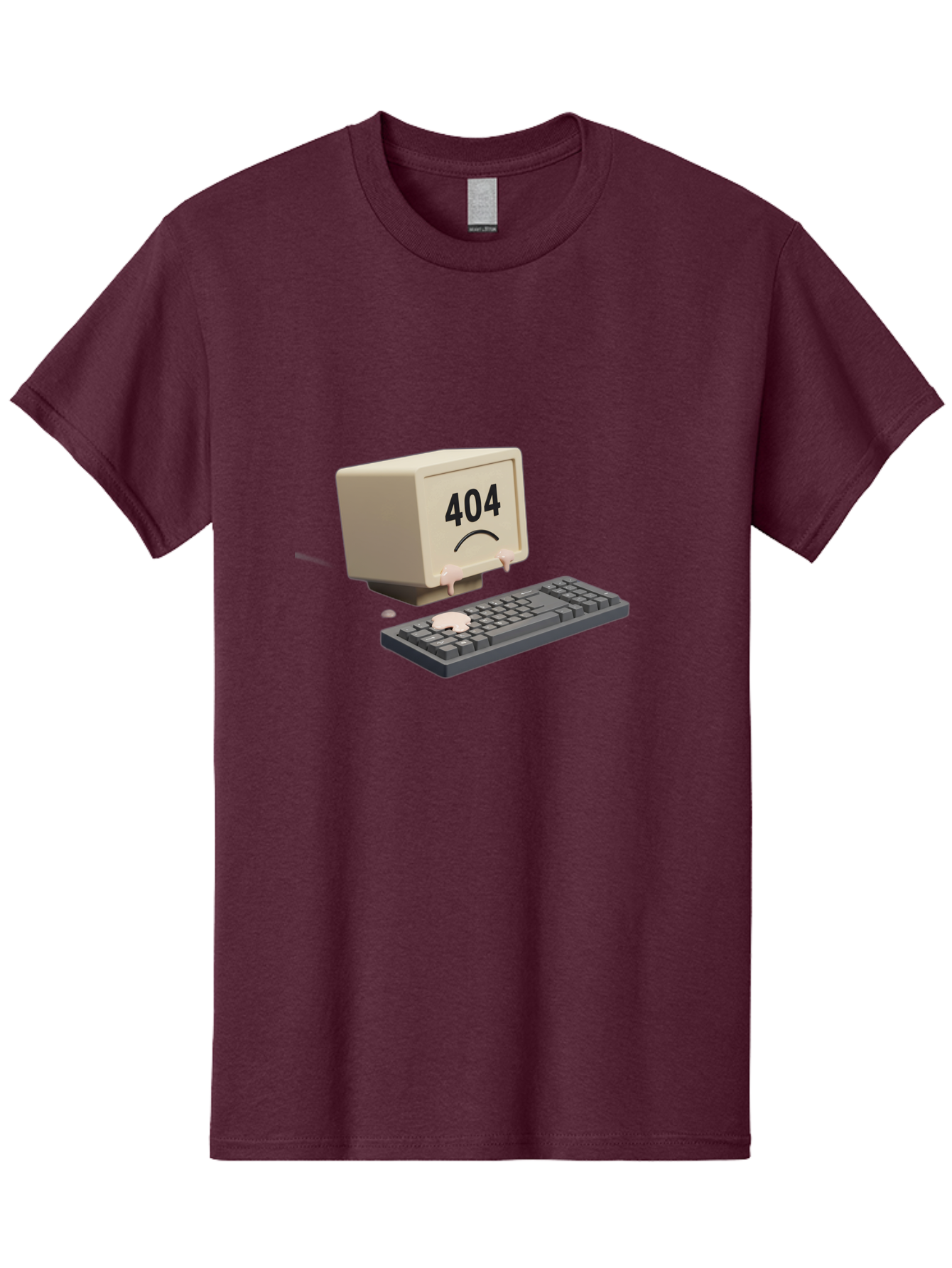 404-Error-Computer Men'S Graphic Tee, 100% Cotton, Comfortable Casual Summer Wear, Machine Washable, Computer Error, 404 Message, Frowning Face, Sad Computer, Technical Issue, Error Screen, Keyboard And Monitor, Digital Malfunction, Baa084
