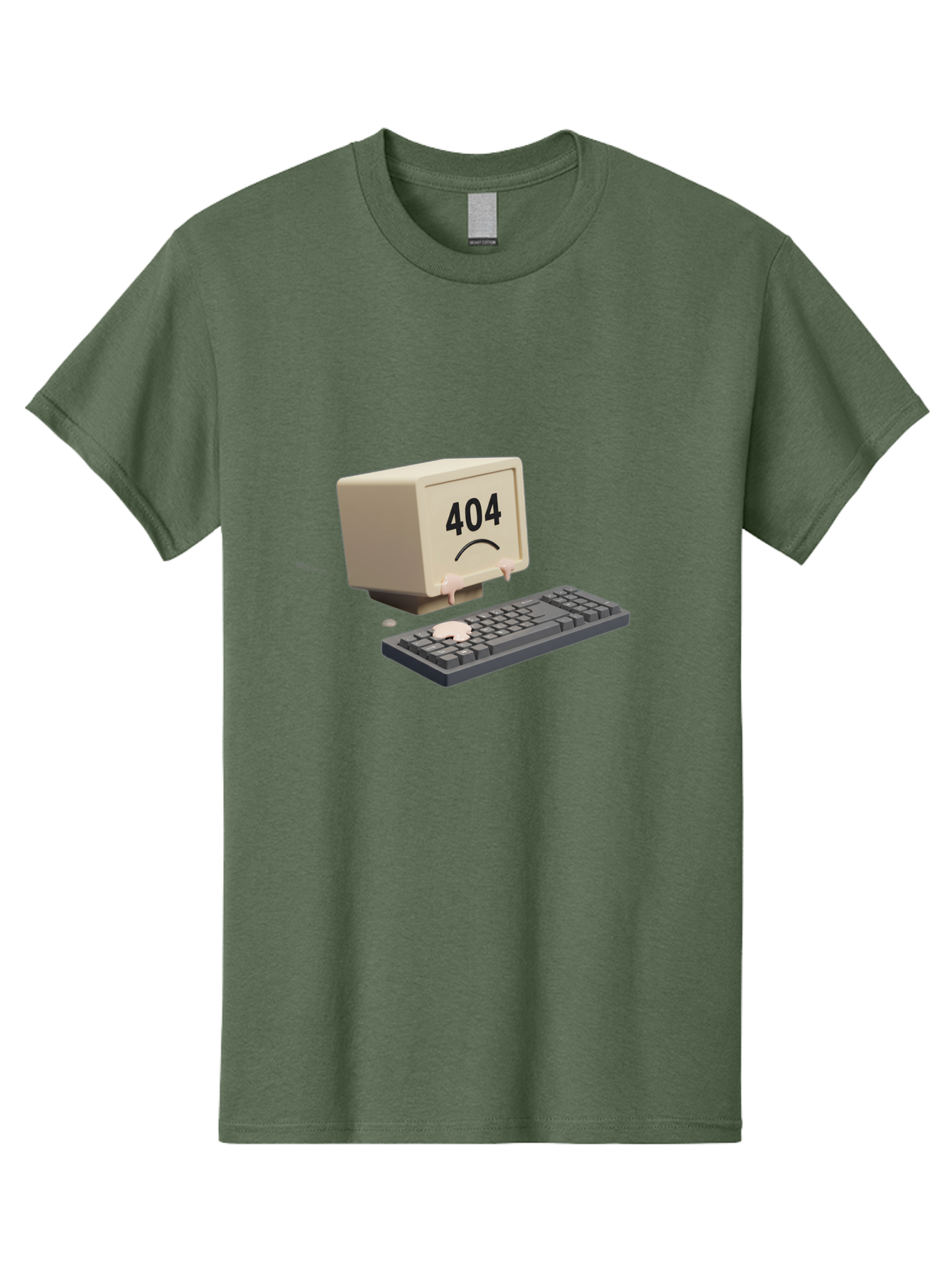 404-Error-Computer Men'S Graphic Tee, 100% Cotton, Comfortable Casual Summer Wear, Machine Washable, Computer Error, 404 Message, Frowning Face, Sad Computer, Technical Issue, Error Screen, Keyboard And Monitor, Digital Malfunction, Baa084