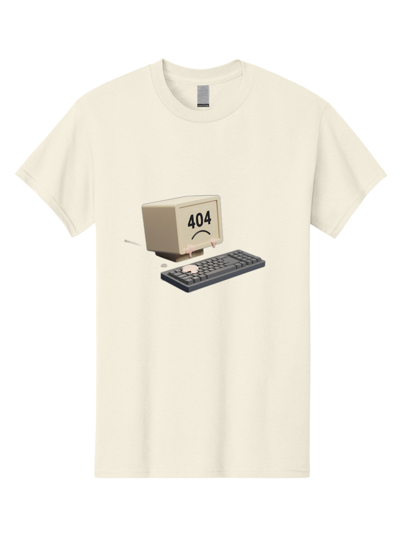 404-Error-Computer Men'S Graphic Tee, 100% Cotton, Comfortable Casual Summer Wear, Machine Washable, Computer Error, 404 Message, Frowning Face, Sad Computer, Technical Issue, Error Screen, Keyboard And Monitor, Digital Malfunction, Baa084
