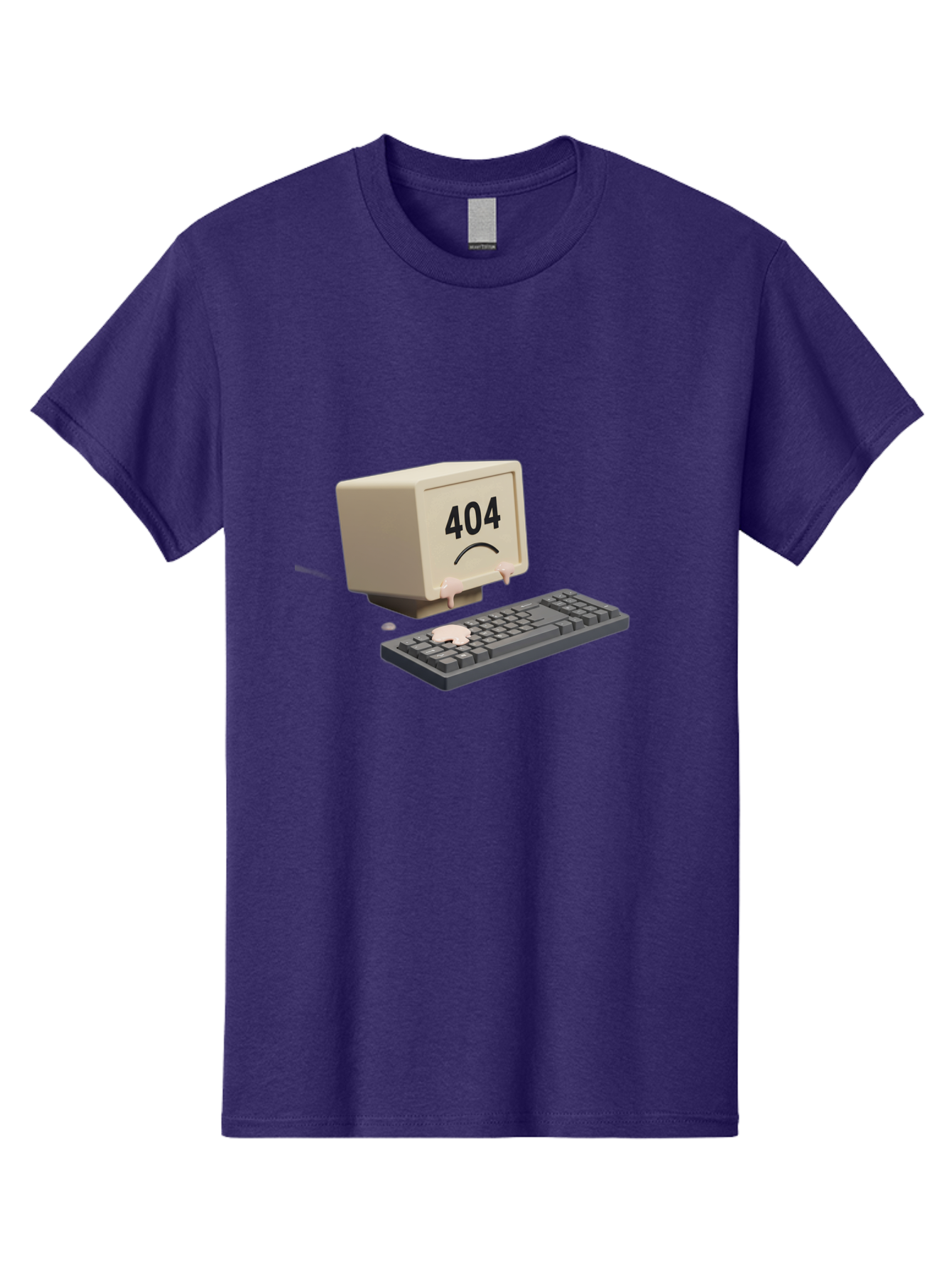 404-Error-Computer Men'S Graphic Tee, 100% Cotton, Comfortable Casual Summer Wear, Machine Washable, Computer Error, 404 Message, Frowning Face, Sad Computer, Technical Issue, Error Screen, Keyboard And Monitor, Digital Malfunction, Baa084