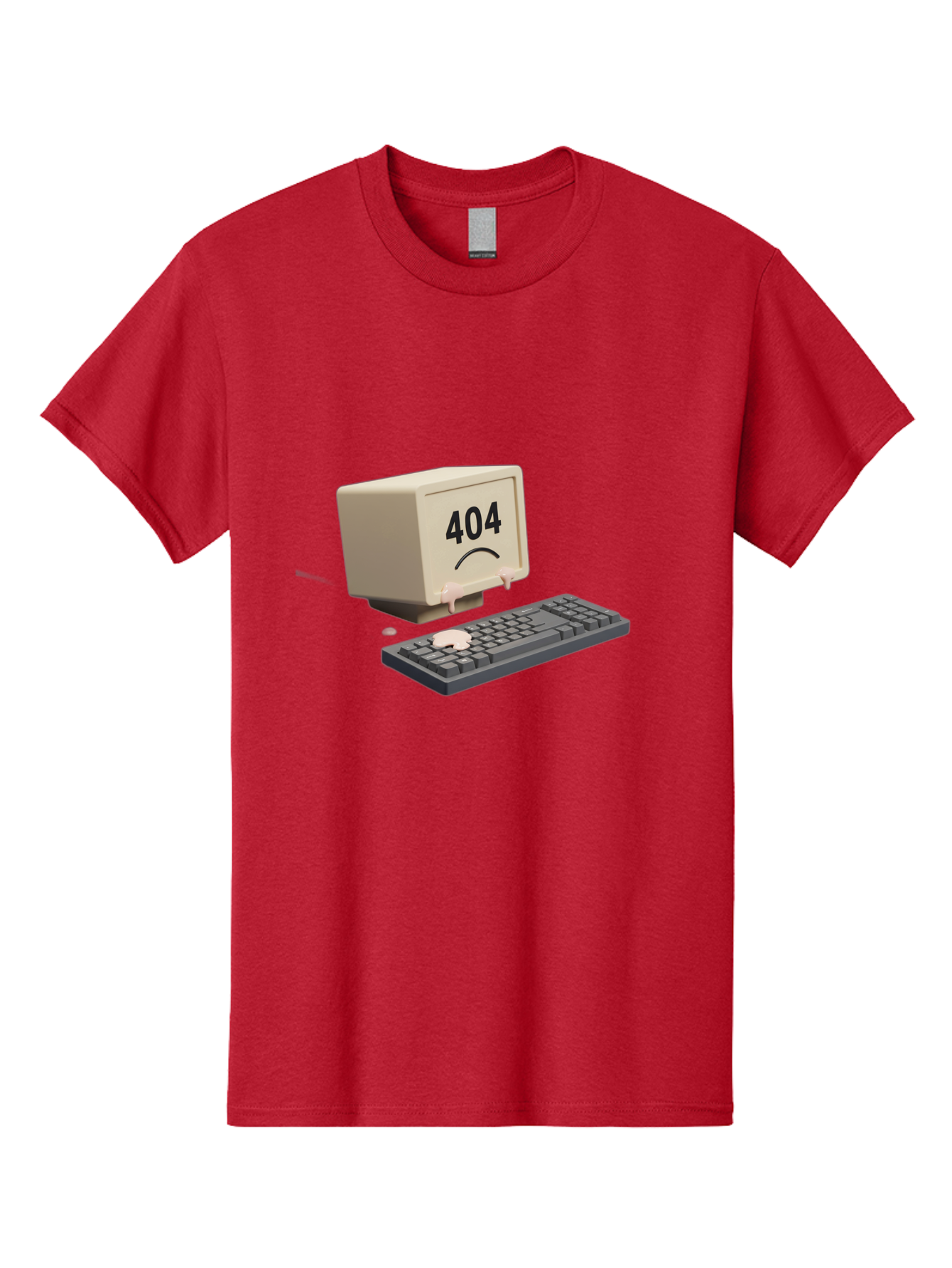 404-Error-Computer Men'S Graphic Tee, 100% Cotton, Comfortable Casual Summer Wear, Machine Washable, Computer Error, 404 Message, Frowning Face, Sad Computer, Technical Issue, Error Screen, Keyboard And Monitor, Digital Malfunction, Baa084