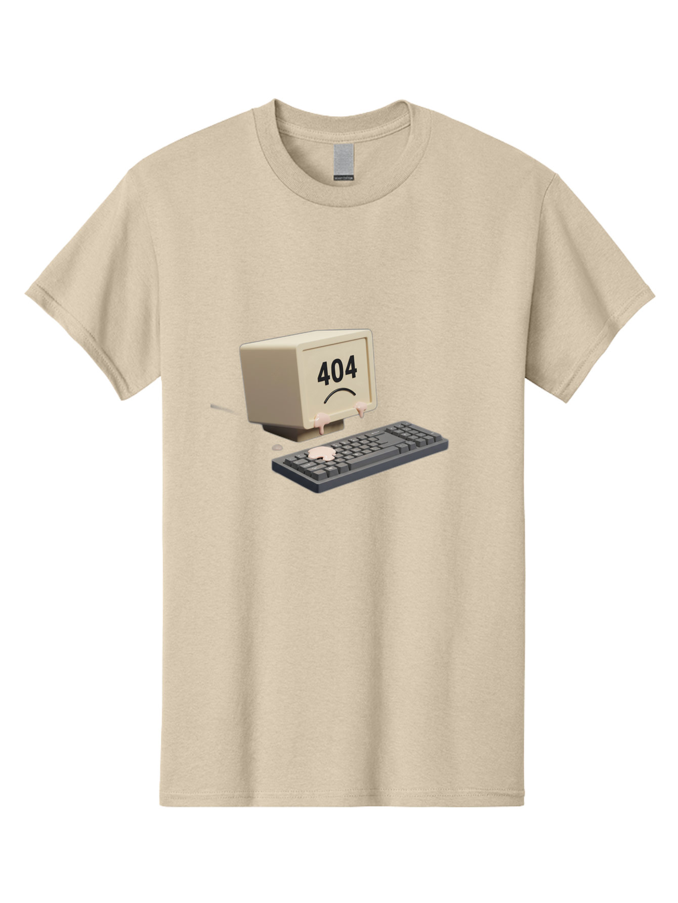 404-Error-Computer Men'S Graphic Tee, 100% Cotton, Comfortable Casual Summer Wear, Machine Washable, Computer Error, 404 Message, Frowning Face, Sad Computer, Technical Issue, Error Screen, Keyboard And Monitor, Digital Malfunction, Baa084