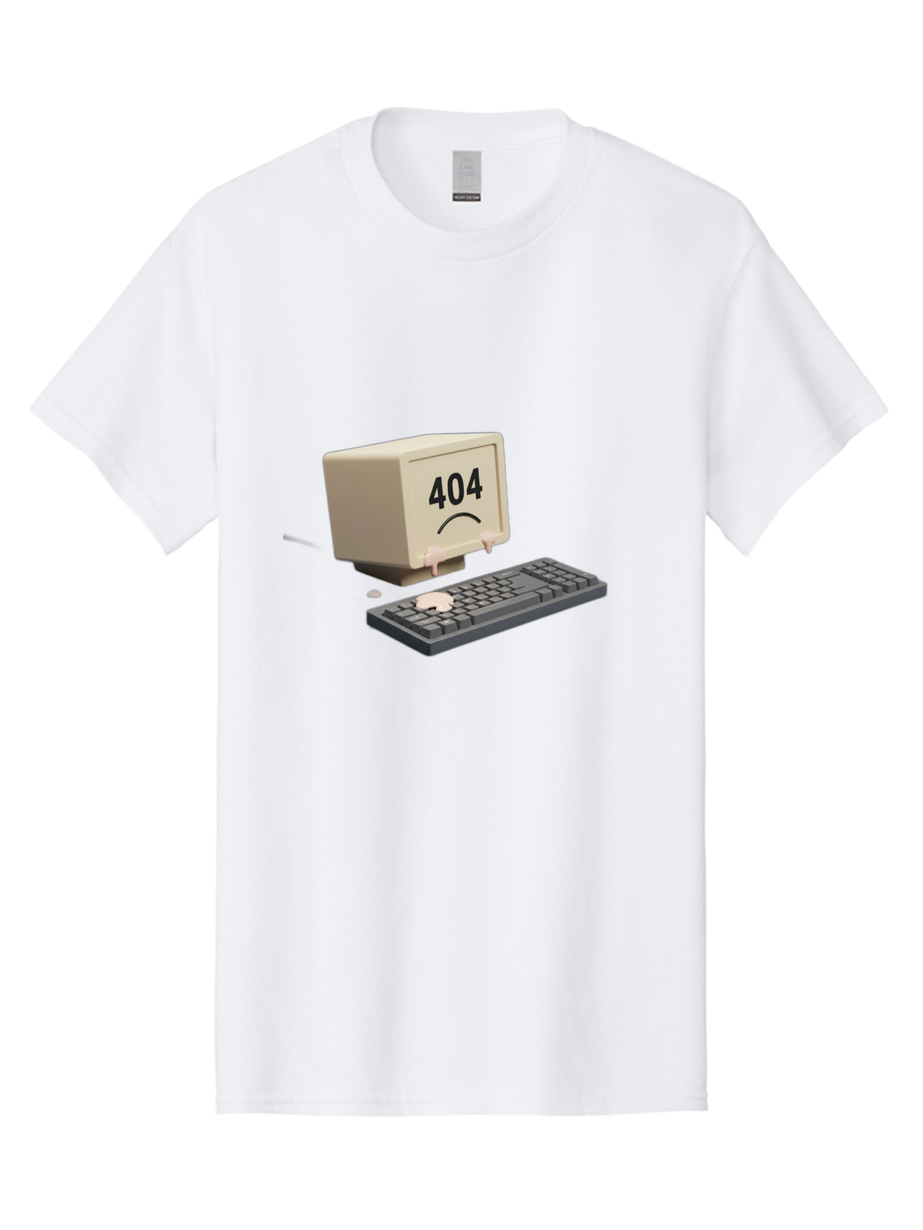 404-Error-Computer Men'S Graphic Tee, 100% Cotton, Comfortable Casual Summer Wear, Machine Washable, Computer Error, 404 Message, Frowning Face, Sad Computer, Technical Issue, Error Screen, Keyboard And Monitor, Digital Malfunction, Baa084