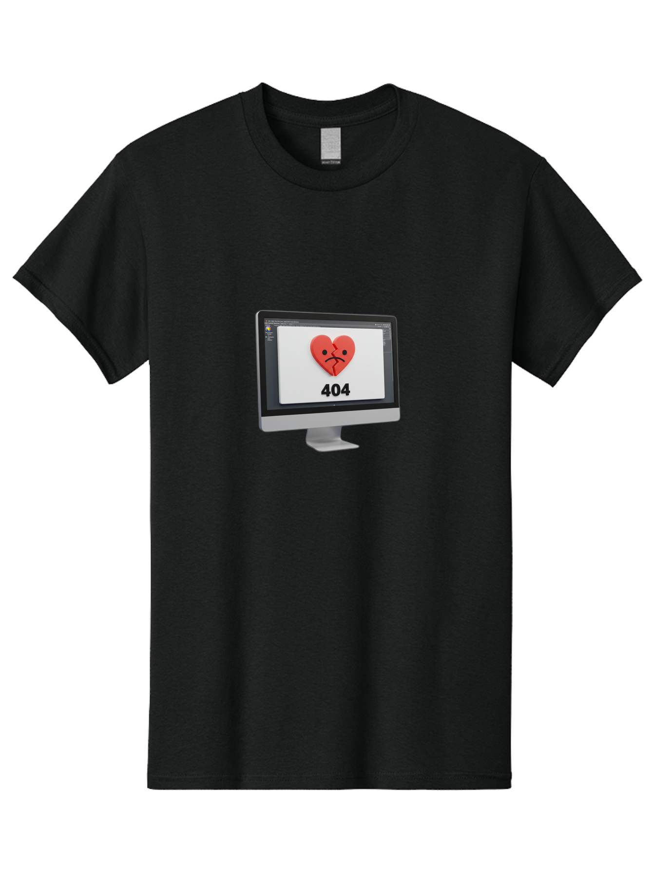 404-Error-Heart Men'S Graphic Tee, 100% Cotton, Comfortable Casual Summer Wear, Machine Washable, 404 Error Page, Broken Heart, Sad Face, Heartbreak Symbol, Webpage Not Found, Technical Issue, Error Message, Frustrated User Baa085