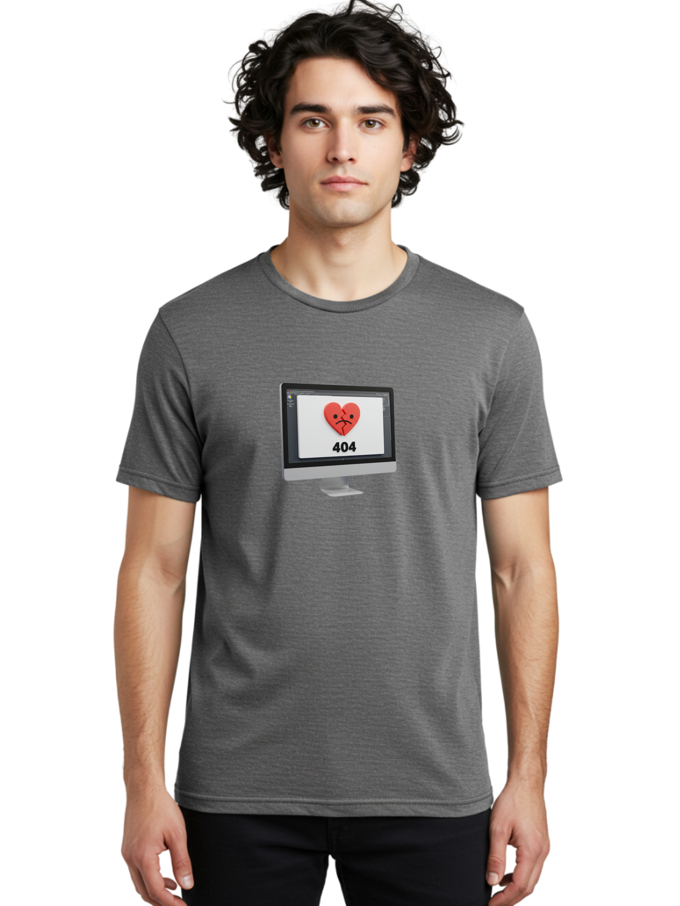 404-Error-Heart Men'S Graphic Tee, 100% Cotton, Comfortable Casual Summer Wear, Machine Washable, 404 Error Page, Broken Heart, Sad Face, Heartbreak Symbol, Webpage Not Found, Technical Issue, Error Message, Frustrated User Baa085