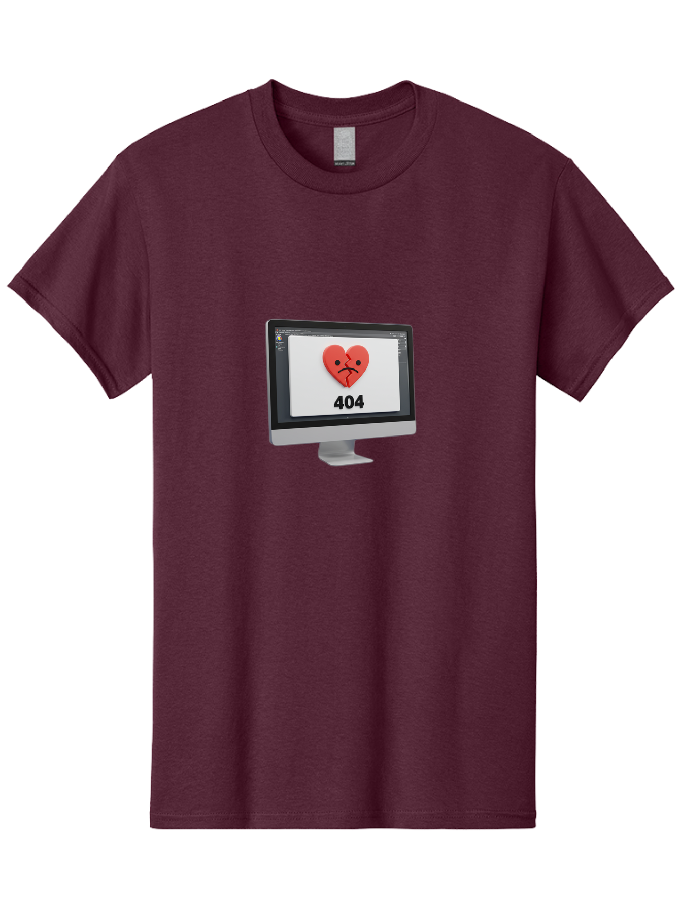 404-Error-Heart Men'S Graphic Tee, 100% Cotton, Comfortable Casual Summer Wear, Machine Washable, 404 Error Page, Broken Heart, Sad Face, Heartbreak Symbol, Webpage Not Found, Technical Issue, Error Message, Frustrated User Baa085