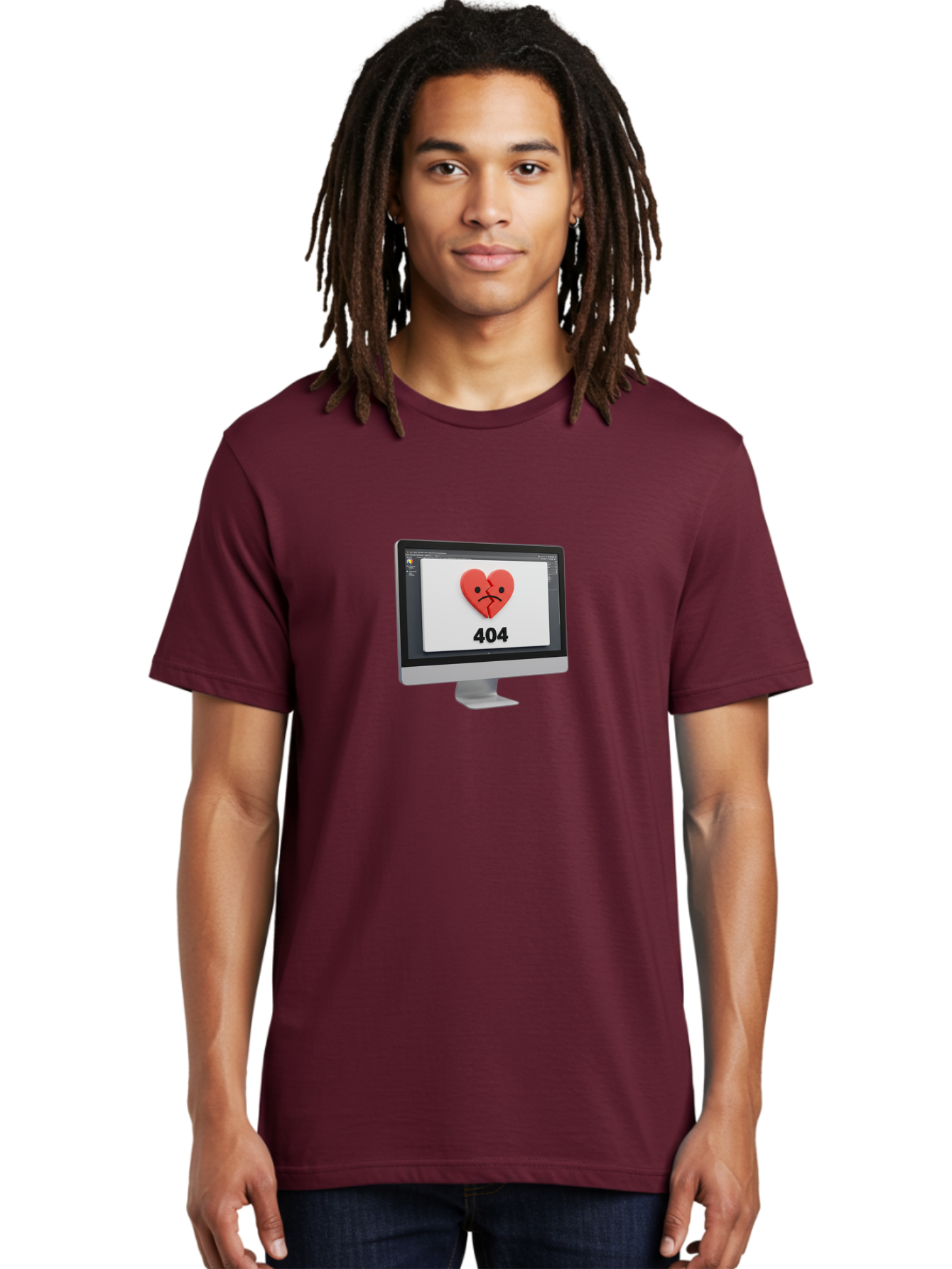 404-Error-Heart Men'S Graphic Tee, 100% Cotton, Comfortable Casual Summer Wear, Machine Washable, 404 Error Page, Broken Heart, Sad Face, Heartbreak Symbol, Webpage Not Found, Technical Issue, Error Message, Frustrated User Baa085