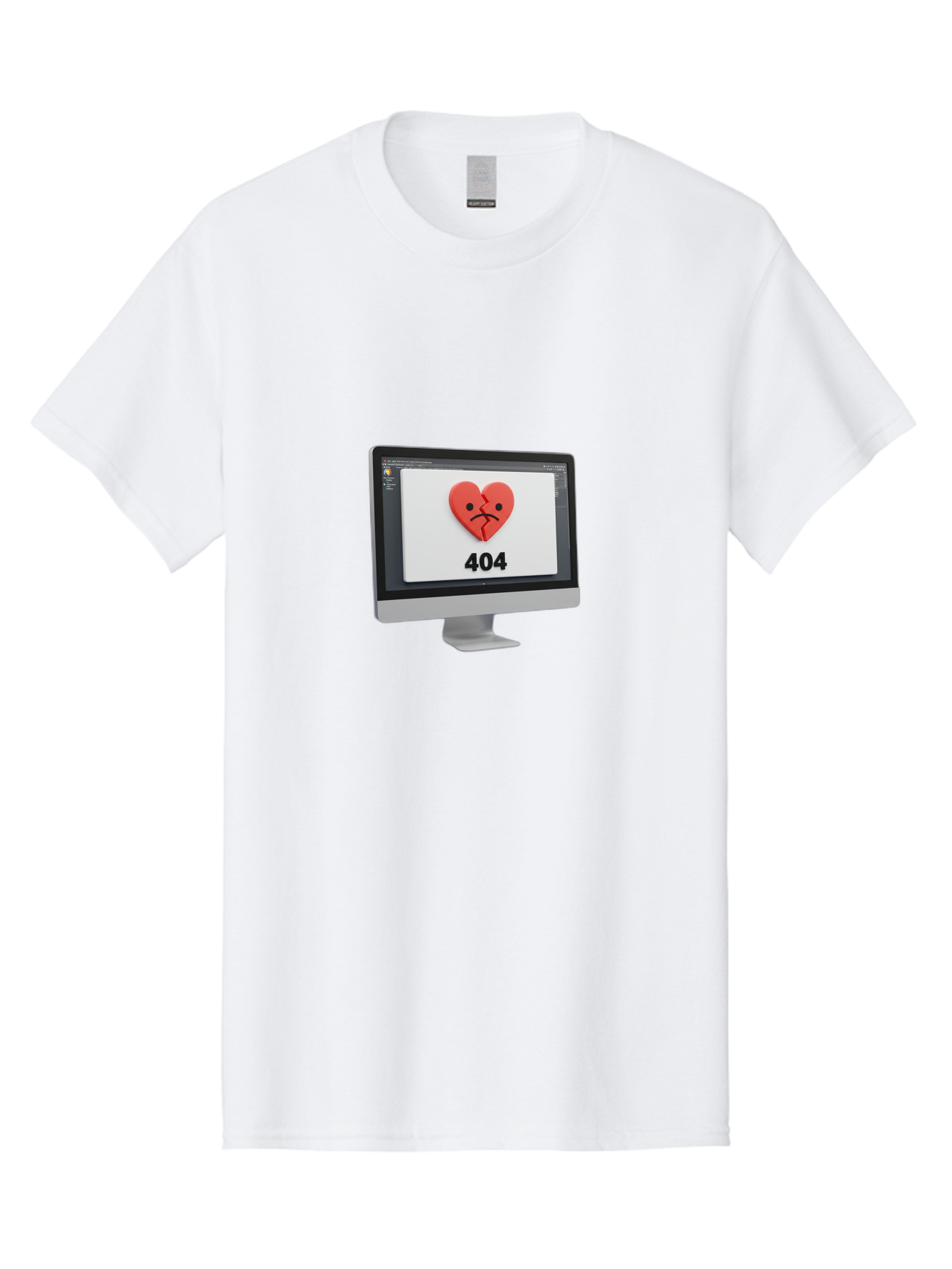 404-Error-Heart Men'S Graphic Tee, 100% Cotton, Comfortable Casual Summer Wear, Machine Washable, 404 Error Page, Broken Heart, Sad Face, Heartbreak Symbol, Webpage Not Found, Technical Issue, Error Message, Frustrated User Baa085