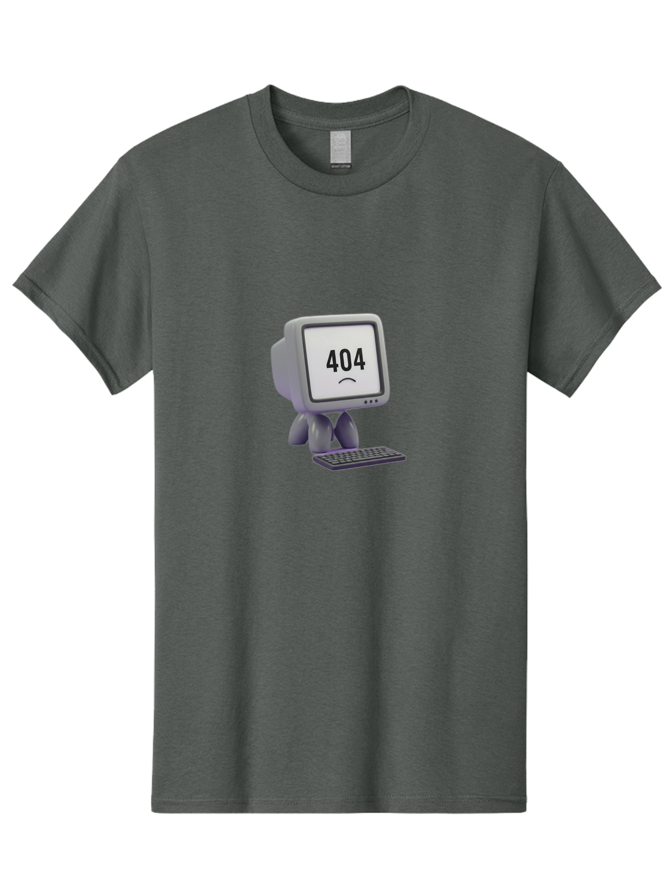 404-Error-Monitor Men'S Graphic Tee, 100% Cotton, Comfortable Casual Summer Wear, Machine Washable, 404 Error Message, Computer With Sad Face, Broken Link, Website Not Found, Error Page, Technical Issue, Webpage Unavailable, Sad Emoticon, Baa086