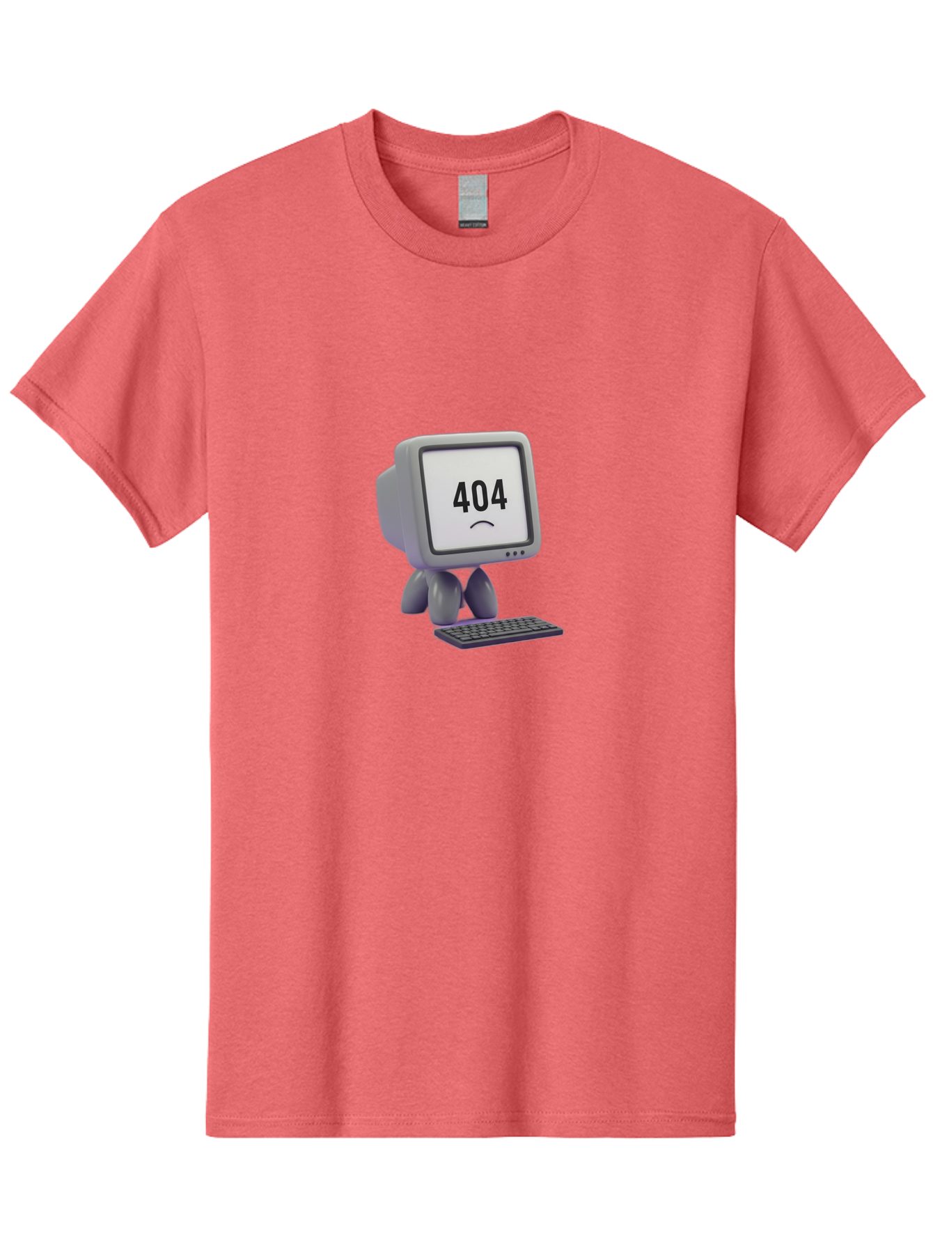 404-Error-Monitor Men'S Graphic Tee, 100% Cotton, Comfortable Casual Summer Wear, Machine Washable, 404 Error Message, Computer With Sad Face, Broken Link, Website Not Found, Error Page, Technical Issue, Webpage Unavailable, Sad Emoticon, Baa086