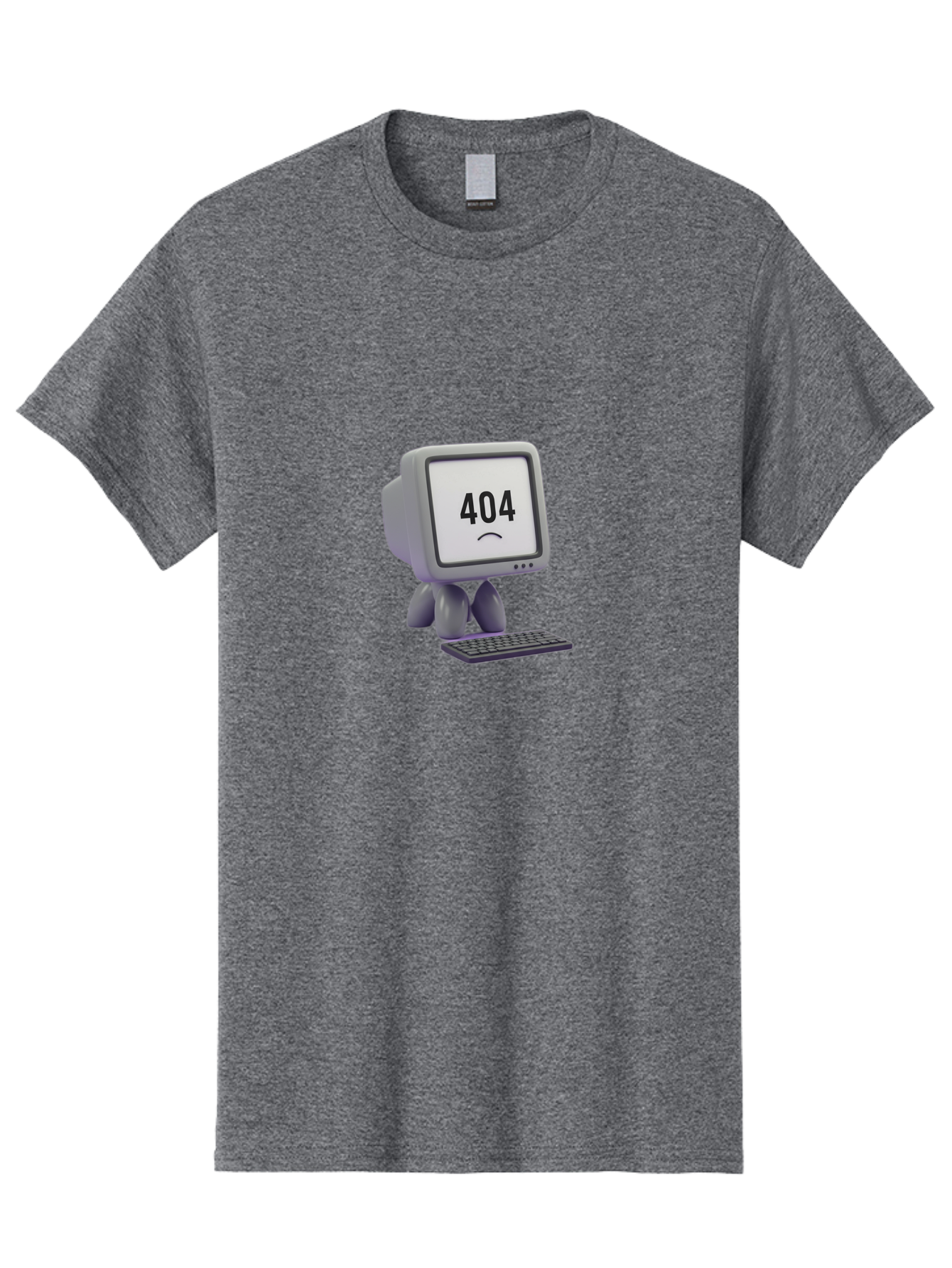 404-Error-Monitor Men'S Graphic Tee, 100% Cotton, Comfortable Casual Summer Wear, Machine Washable, 404 Error Message, Computer With Sad Face, Broken Link, Website Not Found, Error Page, Technical Issue, Webpage Unavailable, Sad Emoticon, Baa086