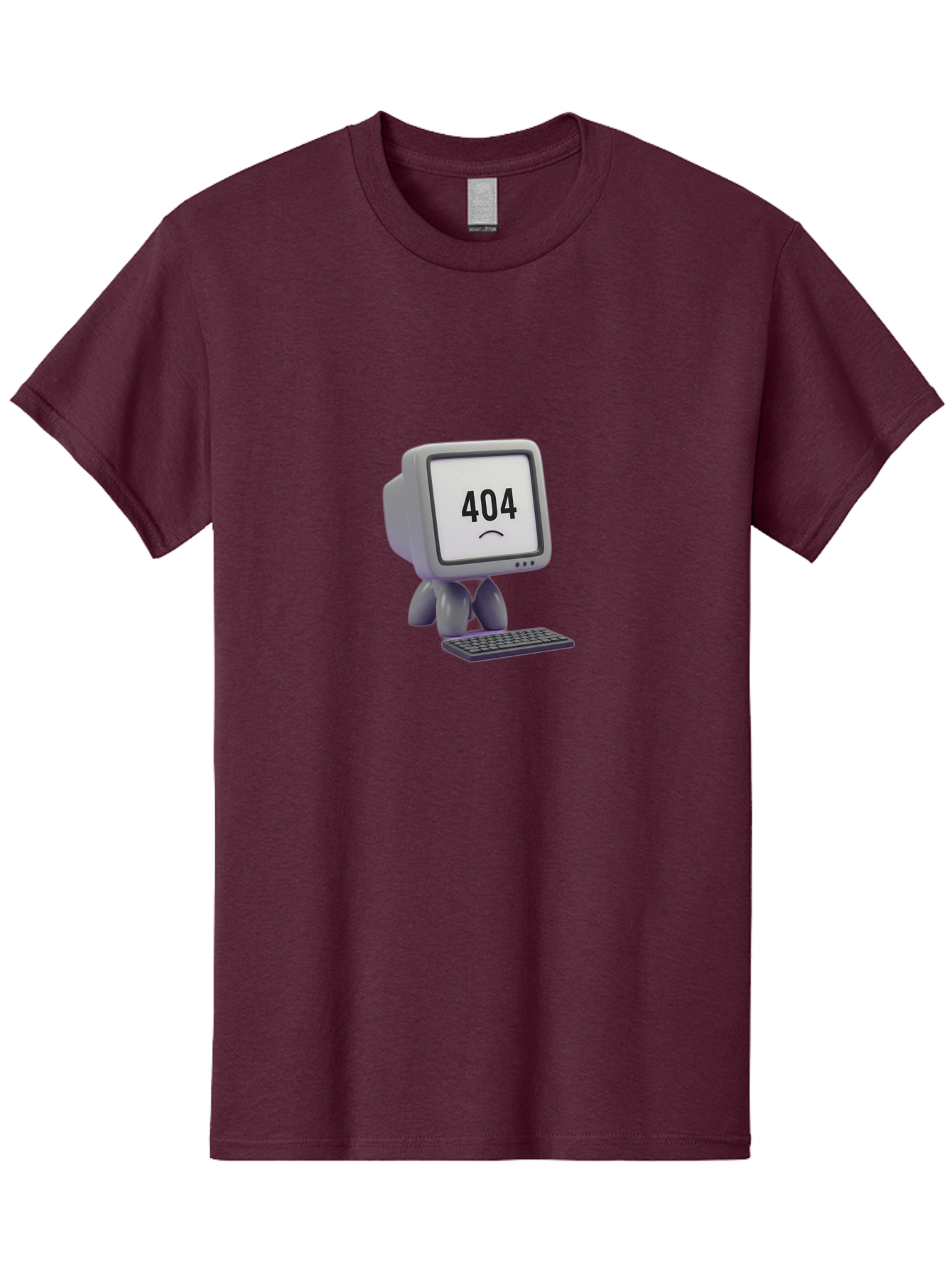 404-Error-Monitor Men'S Graphic Tee, 100% Cotton, Comfortable Casual Summer Wear, Machine Washable, 404 Error Message, Computer With Sad Face, Broken Link, Website Not Found, Error Page, Technical Issue, Webpage Unavailable, Sad Emoticon, Baa086