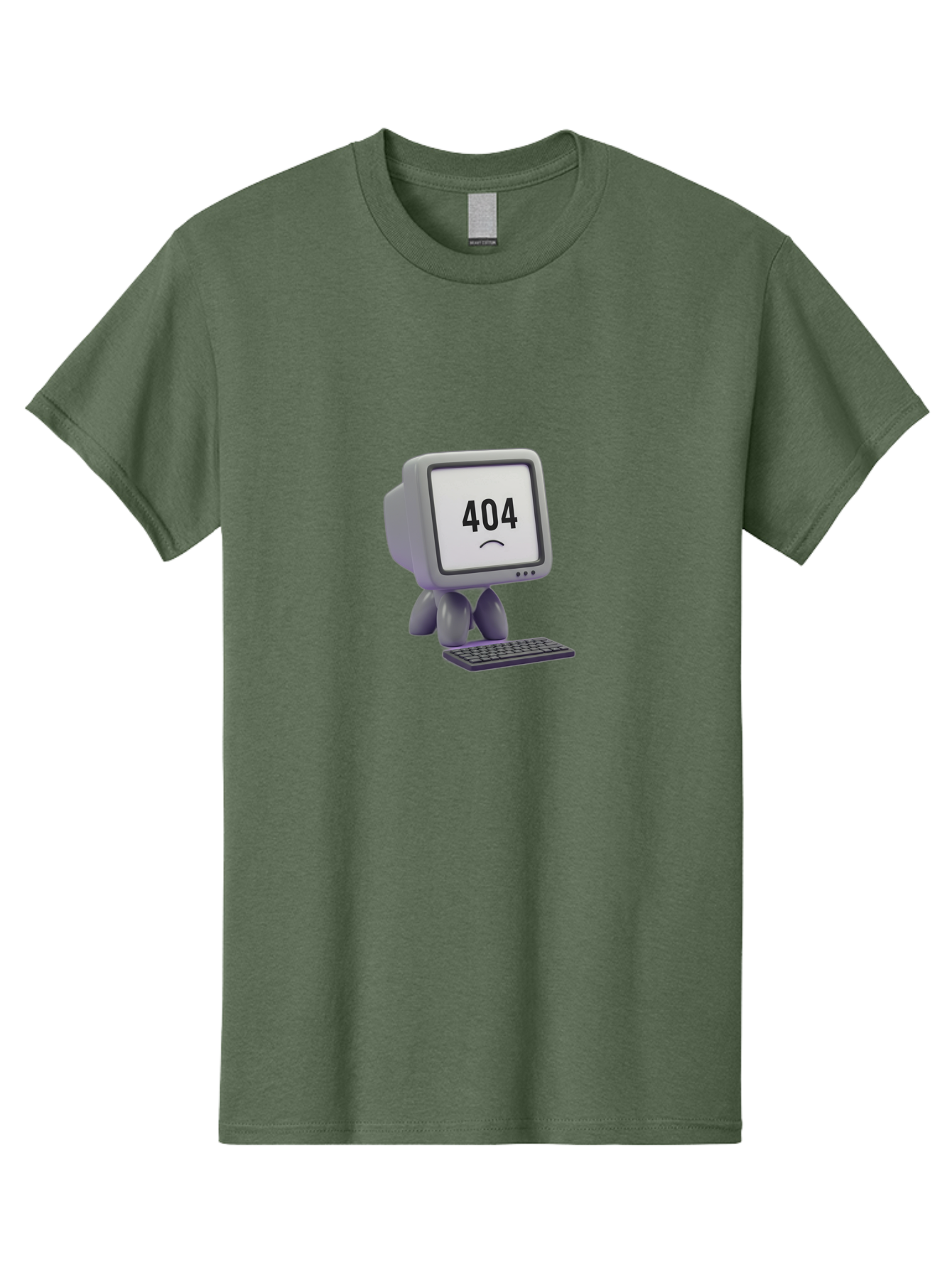 404-Error-Monitor Men'S Graphic Tee, 100% Cotton, Comfortable Casual Summer Wear, Machine Washable, 404 Error Message, Computer With Sad Face, Broken Link, Website Not Found, Error Page, Technical Issue, Webpage Unavailable, Sad Emoticon, Baa086