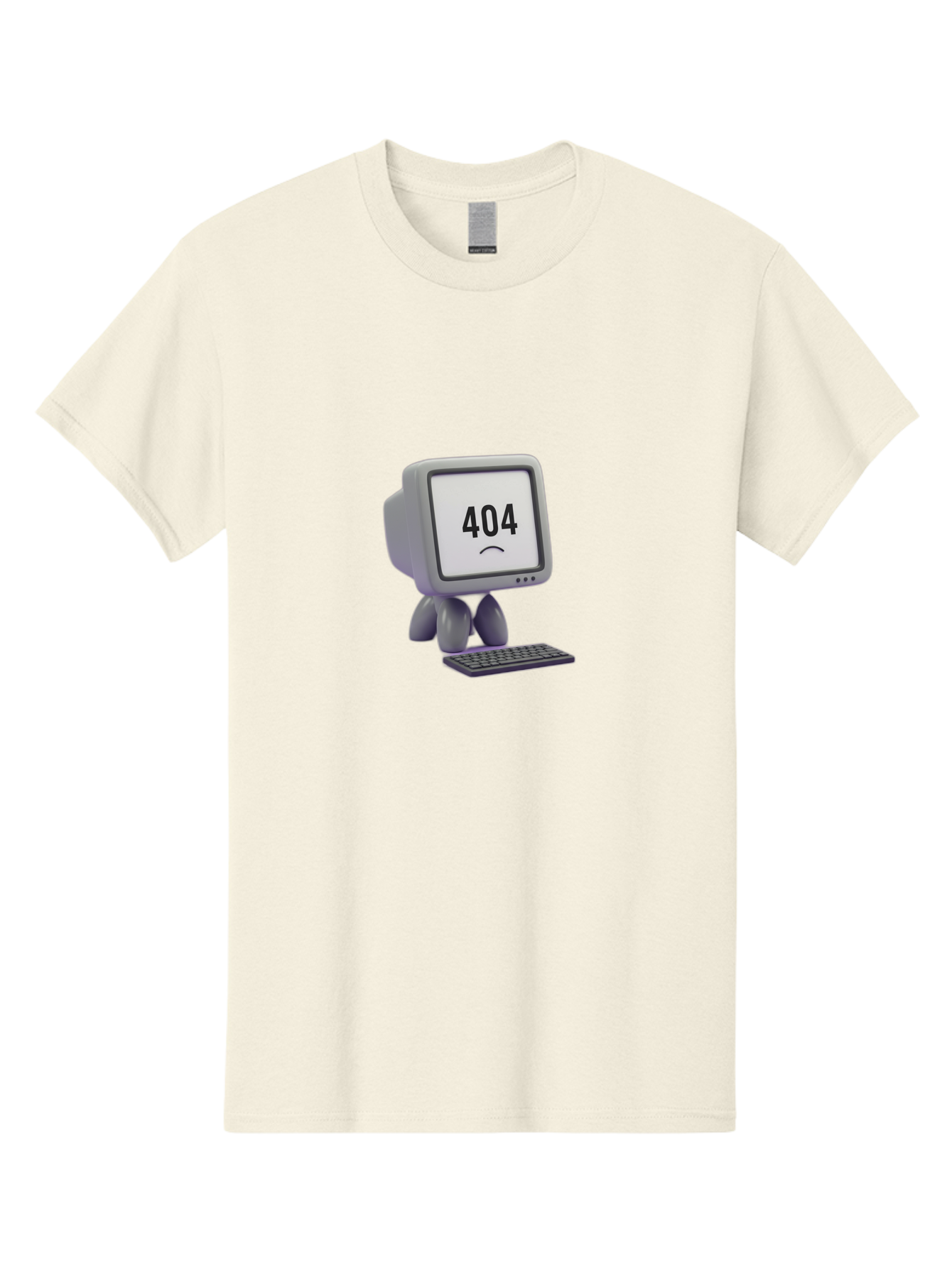 404-Error-Monitor Men'S Graphic Tee, 100% Cotton, Comfortable Casual Summer Wear, Machine Washable, 404 Error Message, Computer With Sad Face, Broken Link, Website Not Found, Error Page, Technical Issue, Webpage Unavailable, Sad Emoticon, Baa086
