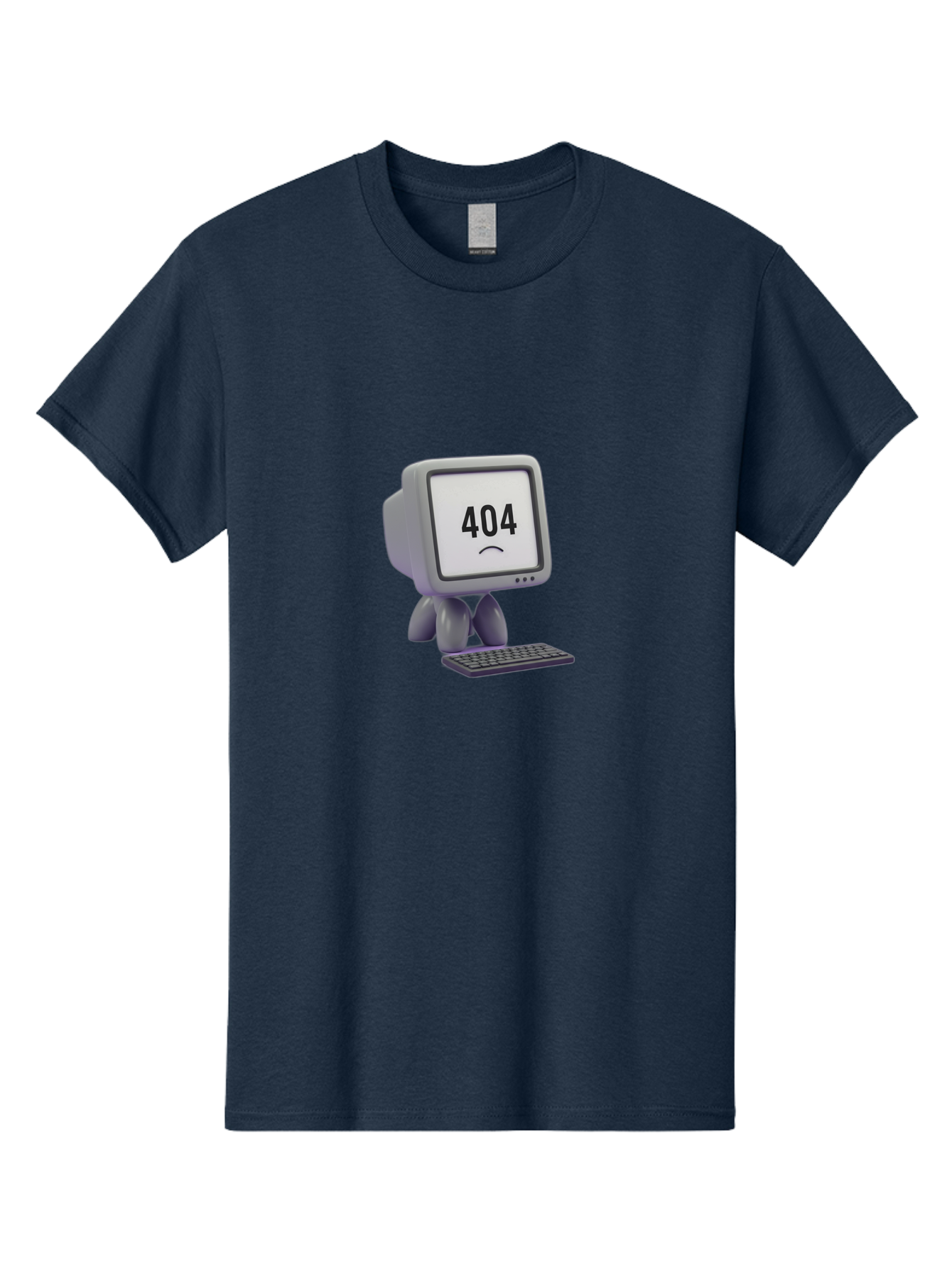 404-Error-Monitor Men'S Graphic Tee, 100% Cotton, Comfortable Casual Summer Wear, Machine Washable, 404 Error Message, Computer With Sad Face, Broken Link, Website Not Found, Error Page, Technical Issue, Webpage Unavailable, Sad Emoticon, Baa086