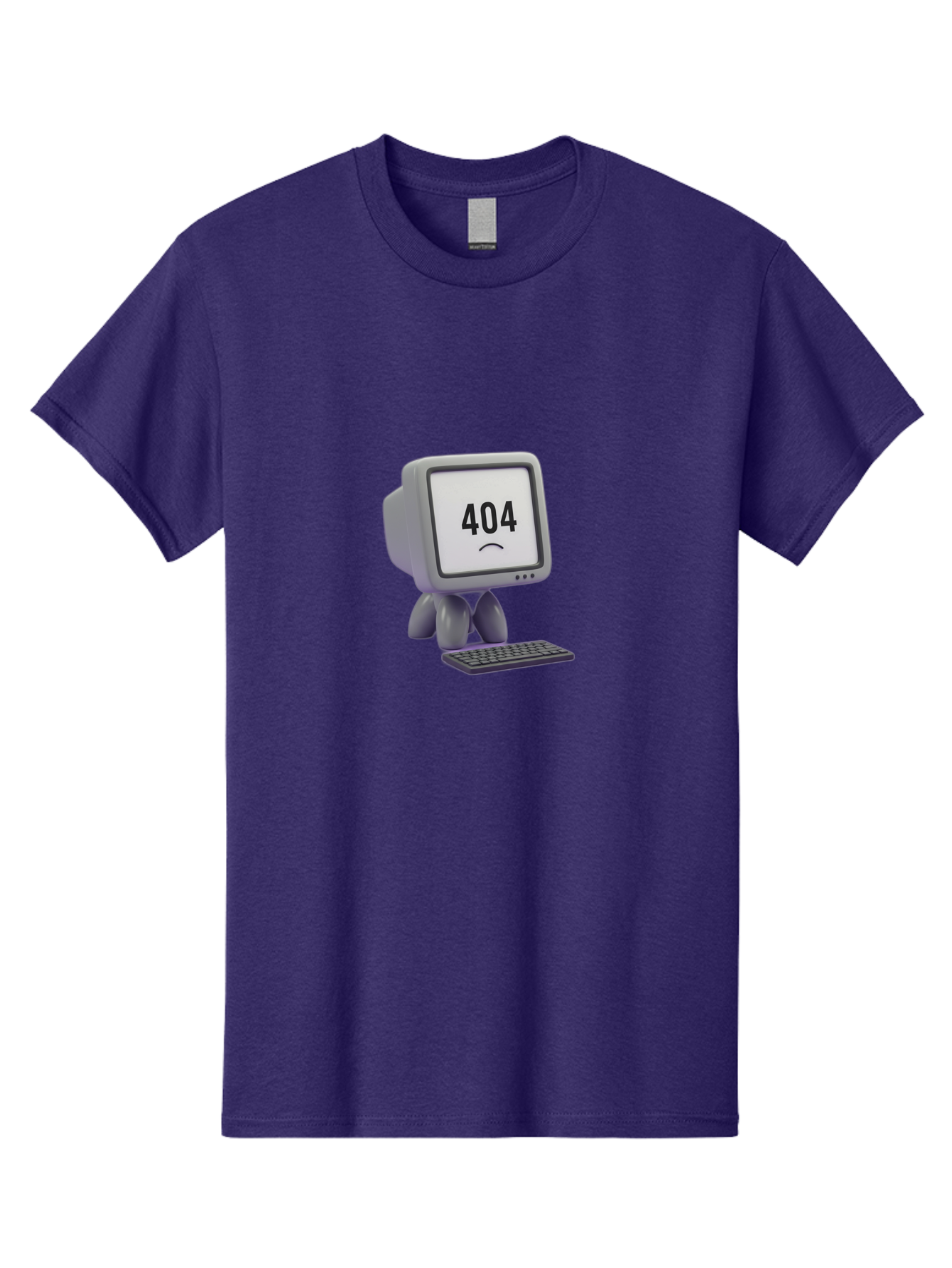 404-Error-Monitor Men'S Graphic Tee, 100% Cotton, Comfortable Casual Summer Wear, Machine Washable, 404 Error Message, Computer With Sad Face, Broken Link, Website Not Found, Error Page, Technical Issue, Webpage Unavailable, Sad Emoticon, Baa086