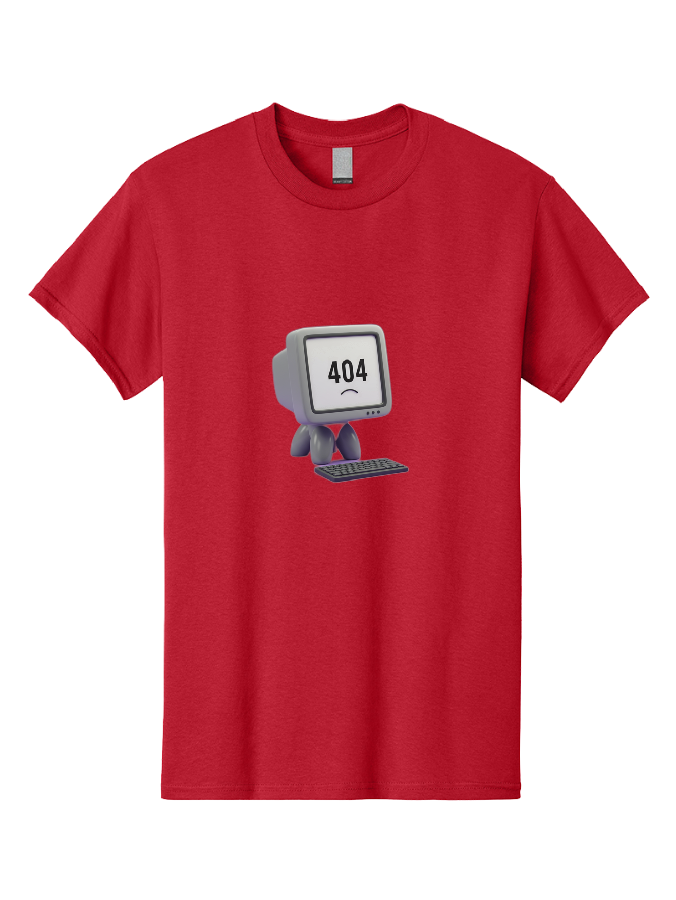 404-Error-Monitor Men'S Graphic Tee, 100% Cotton, Comfortable Casual Summer Wear, Machine Washable, 404 Error Message, Computer With Sad Face, Broken Link, Website Not Found, Error Page, Technical Issue, Webpage Unavailable, Sad Emoticon, Baa086