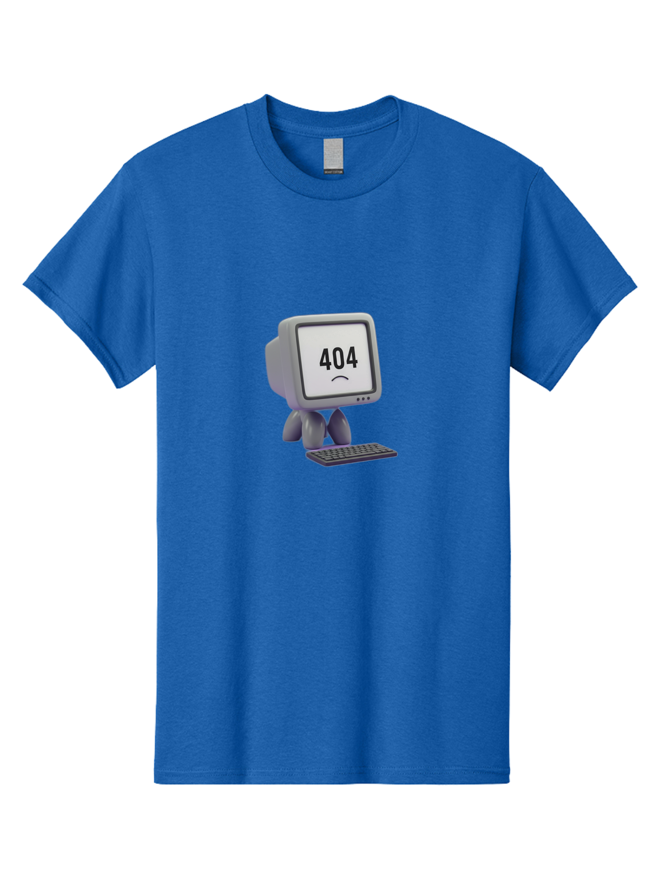 404-Error-Monitor Men'S Graphic Tee, 100% Cotton, Comfortable Casual Summer Wear, Machine Washable, 404 Error Message, Computer With Sad Face, Broken Link, Website Not Found, Error Page, Technical Issue, Webpage Unavailable, Sad Emoticon, Baa086
