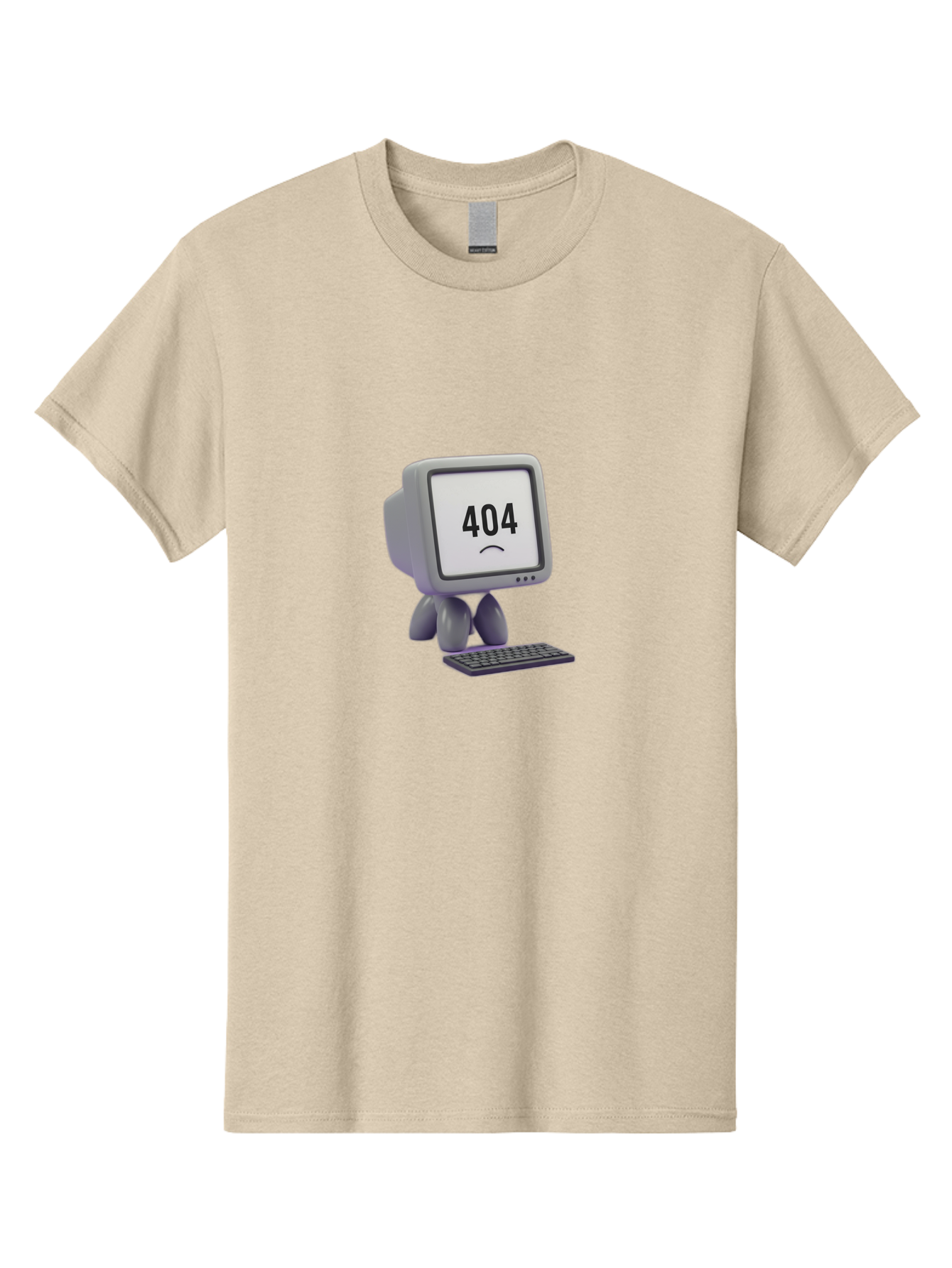 404-Error-Monitor Men'S Graphic Tee, 100% Cotton, Comfortable Casual Summer Wear, Machine Washable, 404 Error Message, Computer With Sad Face, Broken Link, Website Not Found, Error Page, Technical Issue, Webpage Unavailable, Sad Emoticon, Baa086