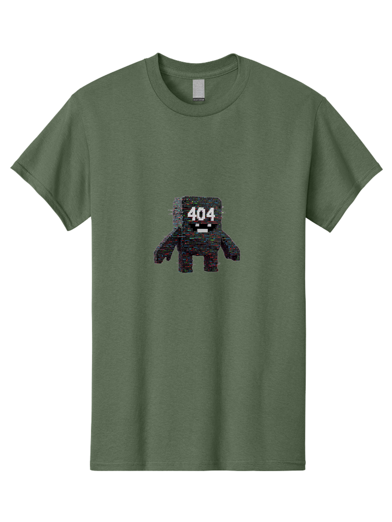 404-Error-Monster Men'S Graphic Tee, 100% Cotton, Comfortable Casual Summer Wear, Machine Washable, Glitchy Monster, Error Message, 404, Distorted Creature, Digital Art, Pixelated Character, Creepy Figure, Faulty Code, Malfunctioning, Baa087