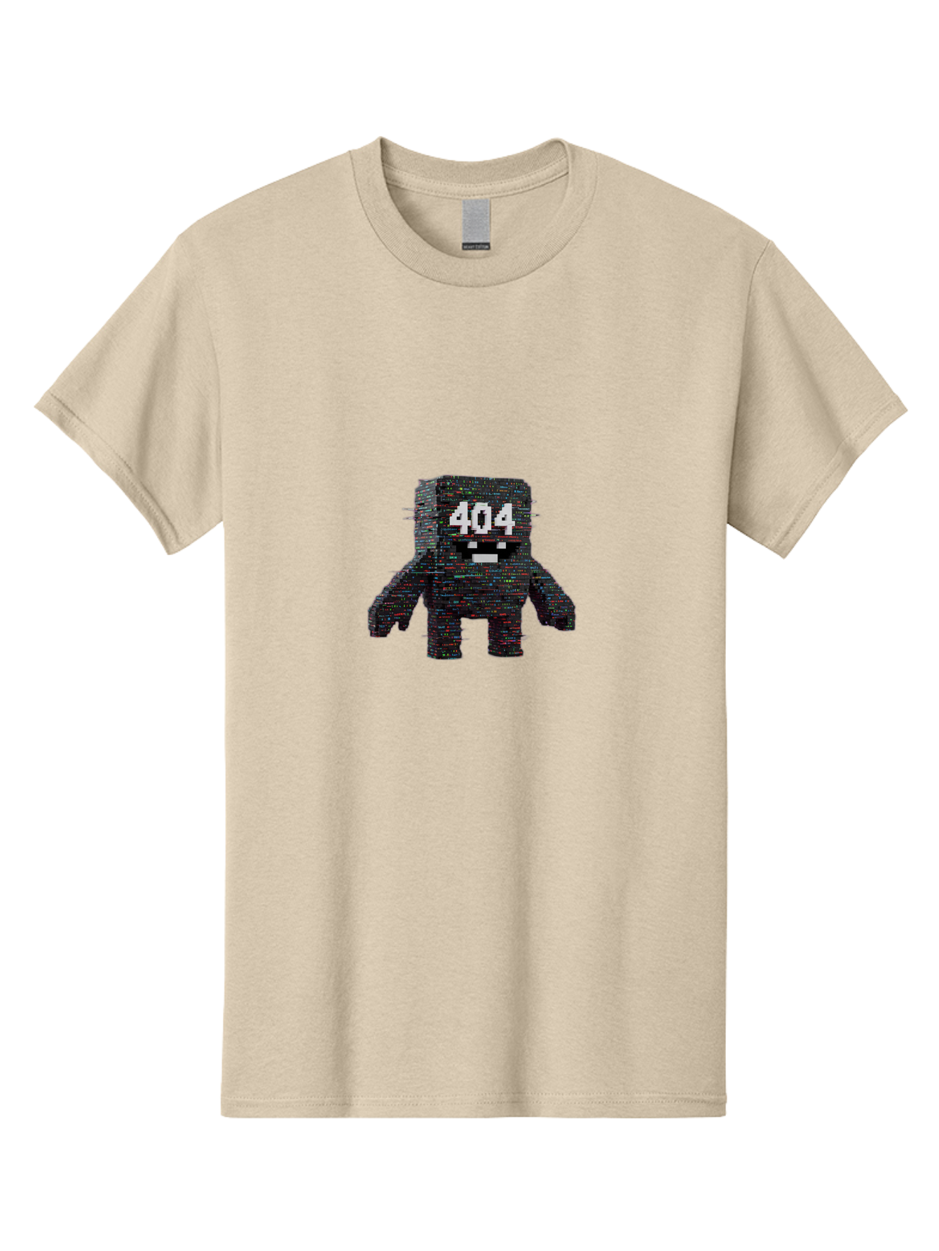 404-Error-Monster Men'S Graphic Tee, 100% Cotton, Comfortable Casual Summer Wear, Machine Washable, Glitchy Monster, Error Message, 404, Distorted Creature, Digital Art, Pixelated Character, Creepy Figure, Faulty Code, Malfunctioning, Baa087