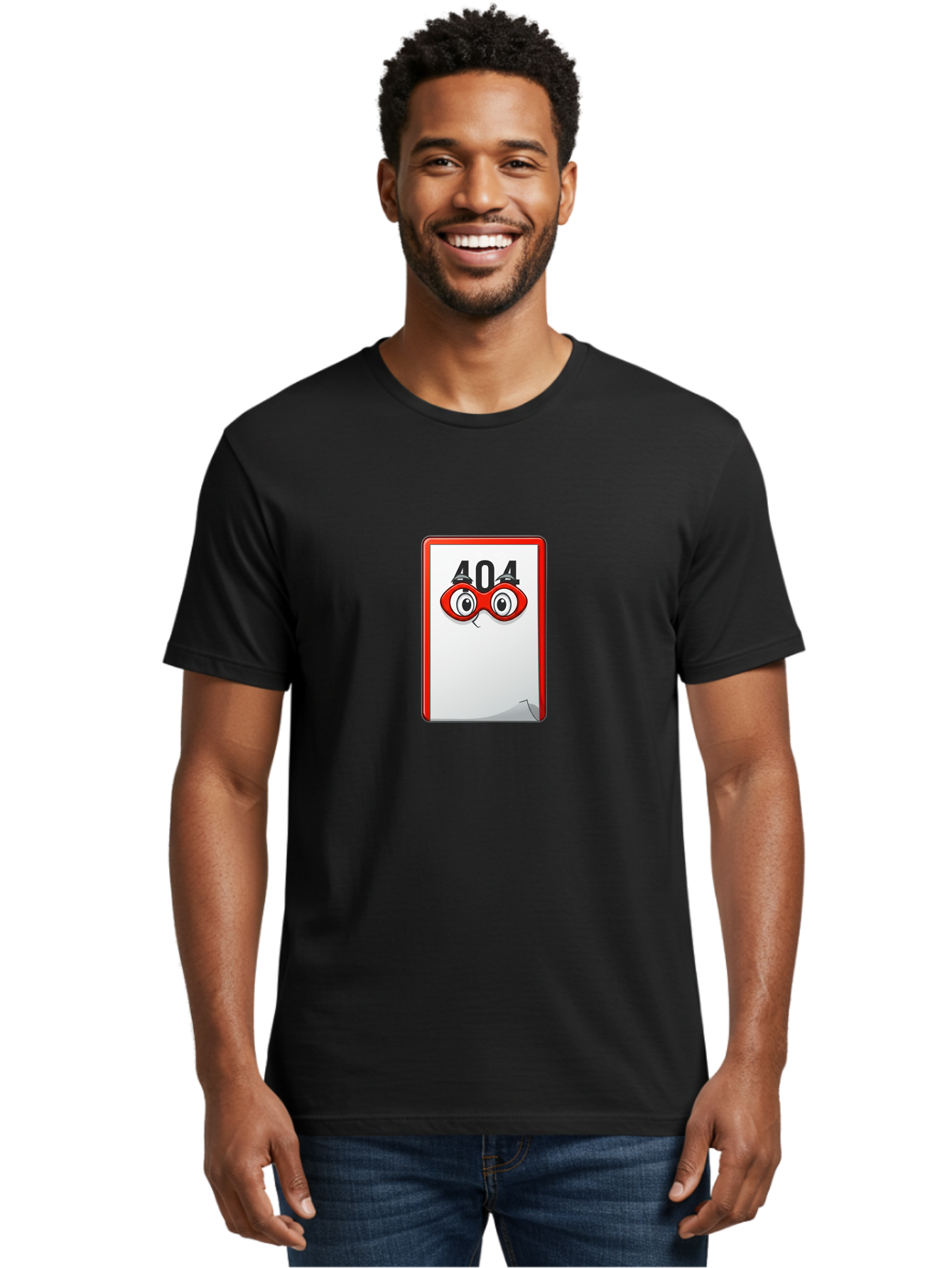 404-Error-Page-1 Men'S Graphic Tee, 100% Cotton, Comfortable Casual Summer Wear, Machine Washable, Error Page Not Found, 404 Error, Web Page Error, Page Not Found, Cartoon Illustration, Red Glasses, Website Error, Web Development Baa088