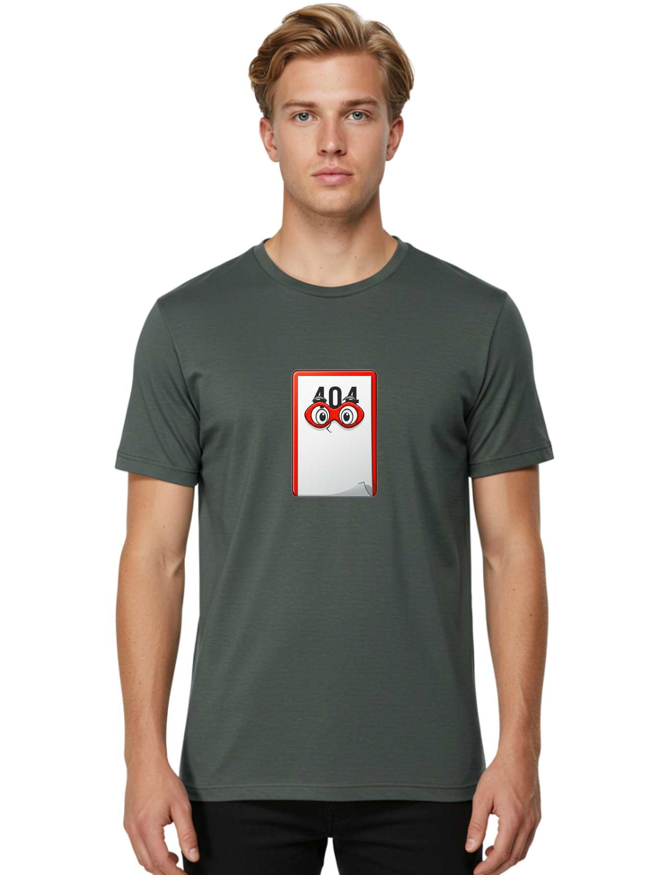 404-Error-Page-1 Men'S Graphic Tee, 100% Cotton, Comfortable Casual Summer Wear, Machine Washable, Error Page Not Found, 404 Error, Web Page Error, Page Not Found, Cartoon Illustration, Red Glasses, Website Error, Web Development Baa088